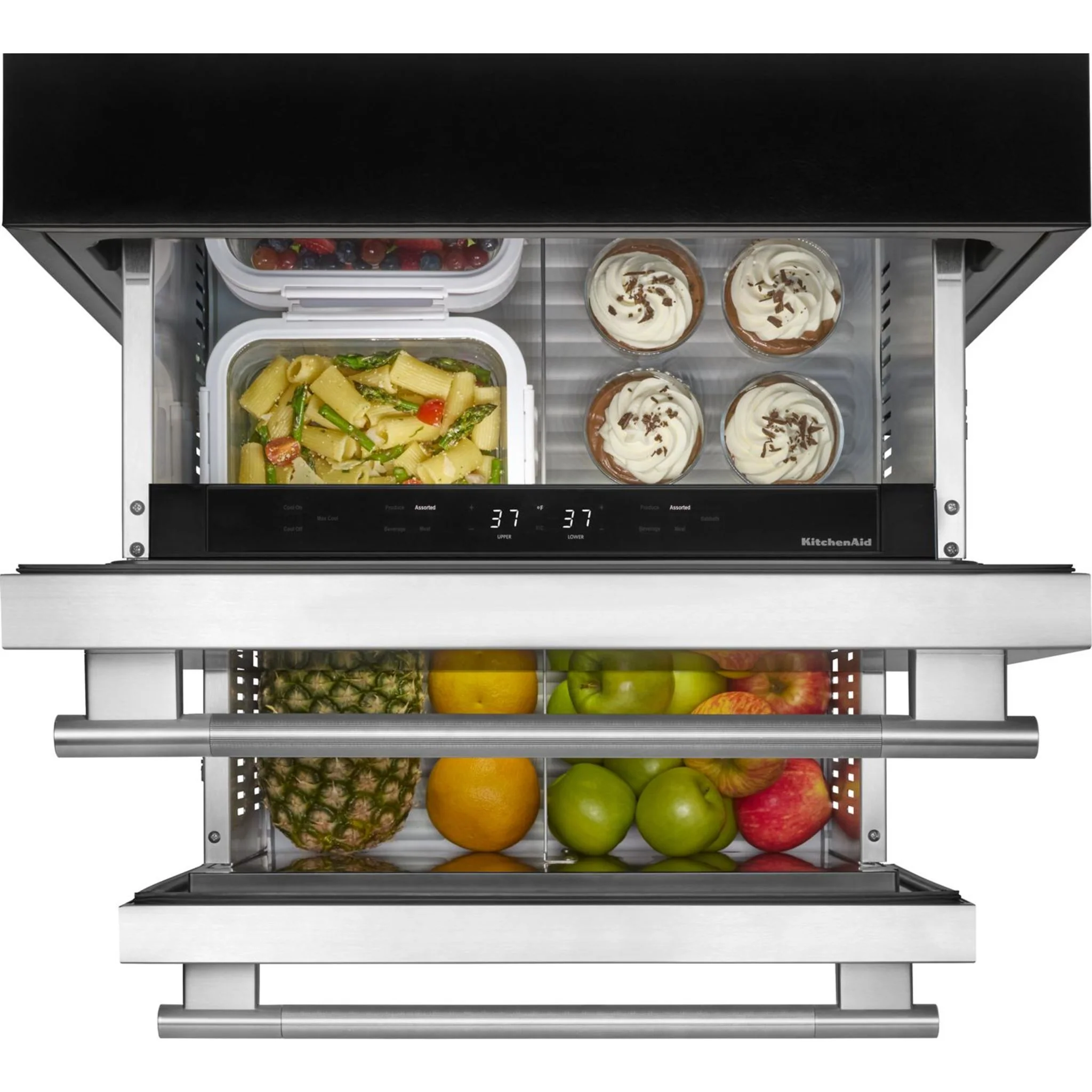 KitchenAid 24" Stainless Steel Undercounter Double-Drawer Refrigerator - Black Cabinet/Stainless Doors (KURT524SSB) - Image 6