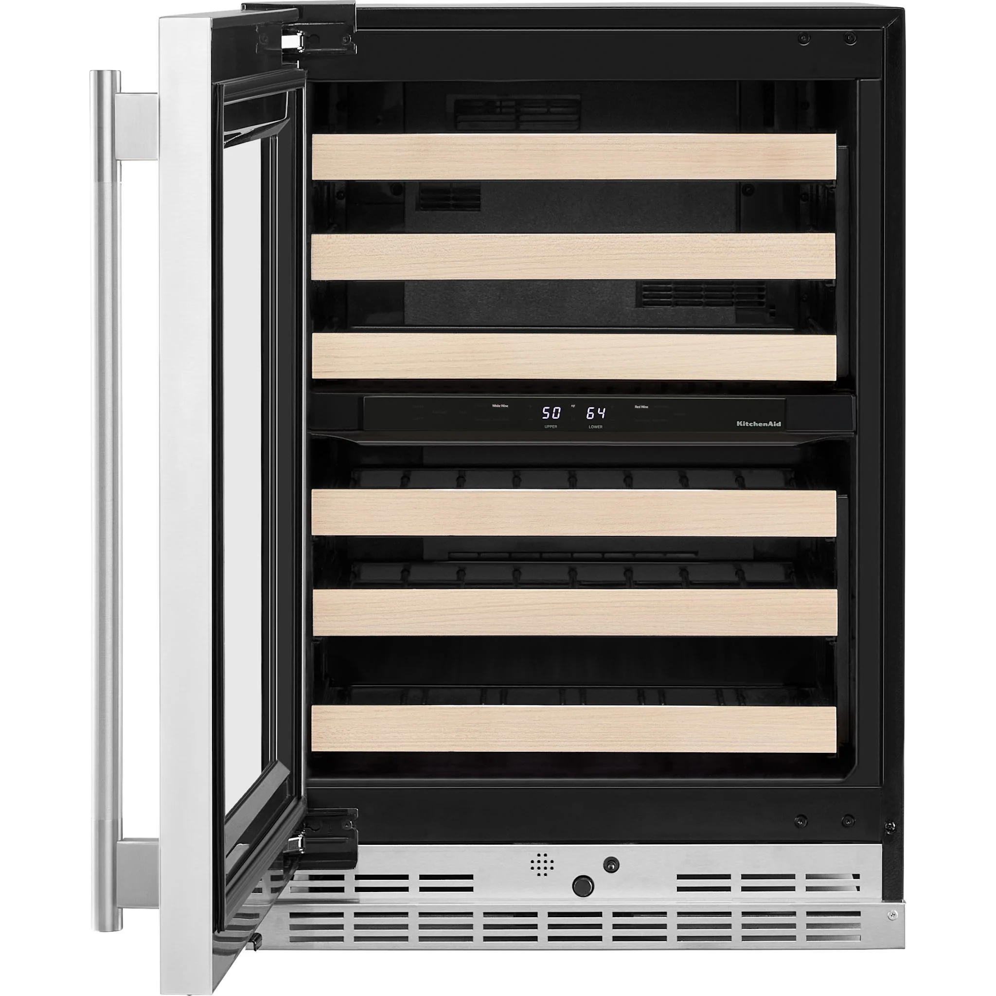 KitchenAid 24" Undercounter Wine Cellar with Full-Extension Wood-Front Racks - PrintShield™ Stainless Finish (KUWL524SPS) - Image 4