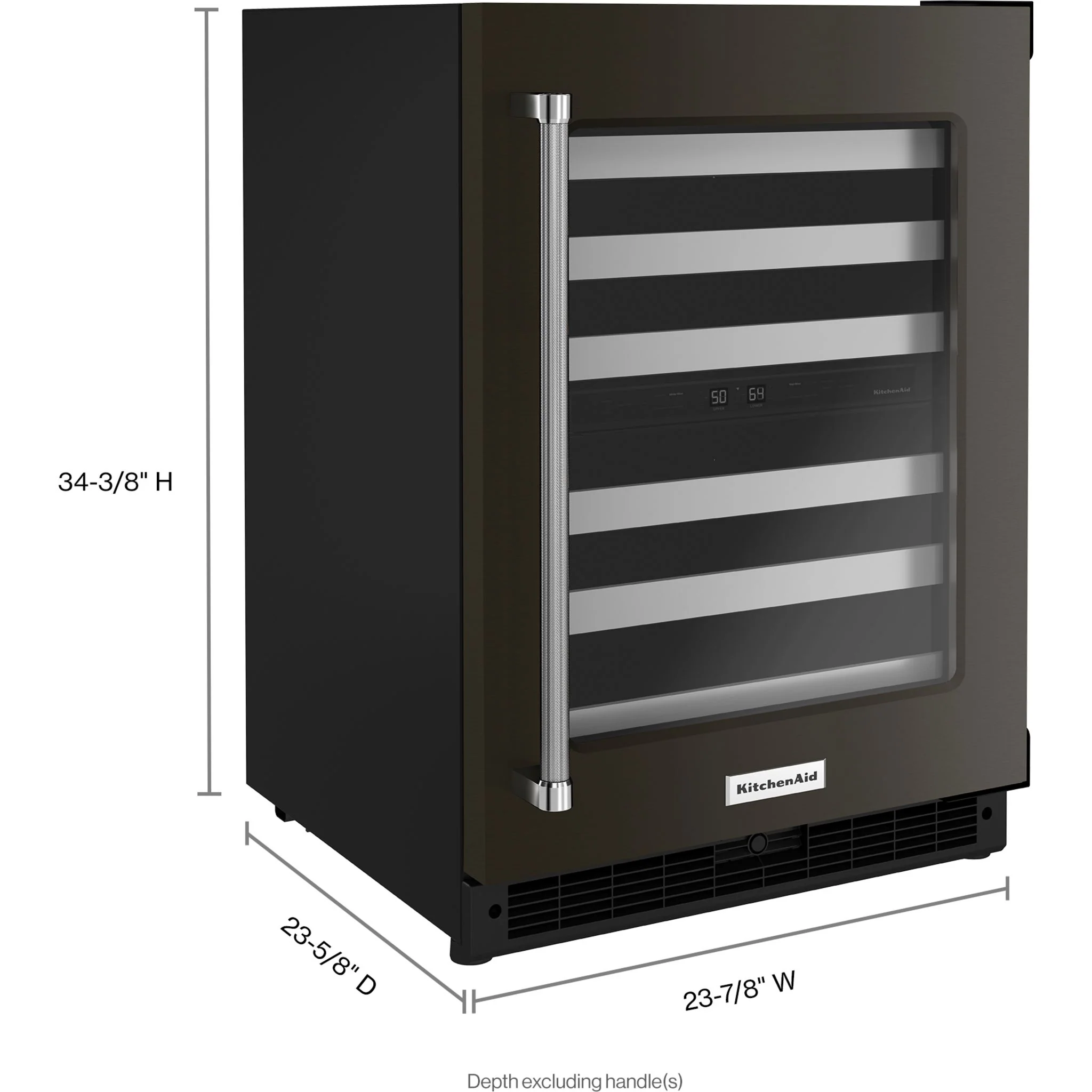 KitchenAid 24" Undercounter Wine Cellar with Glass Door and Metal-Front Racks -Black Stainless (KUWR314KBS) - Image 2