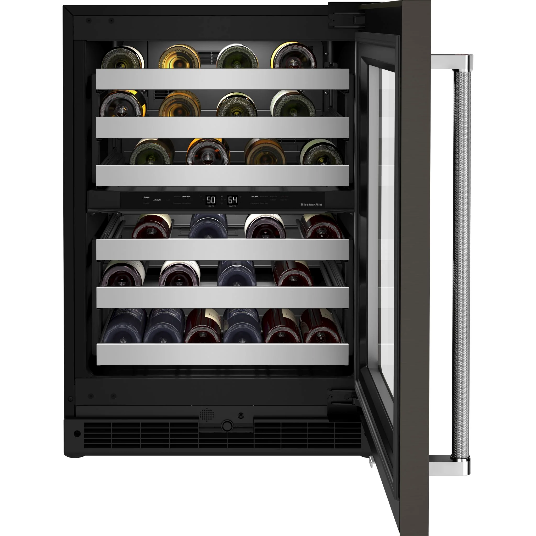 KitchenAid 24" Undercounter Wine Cellar with Glass Door and Metal-Front Racks -Black Stainless (KUWR314KBS) - Image 5