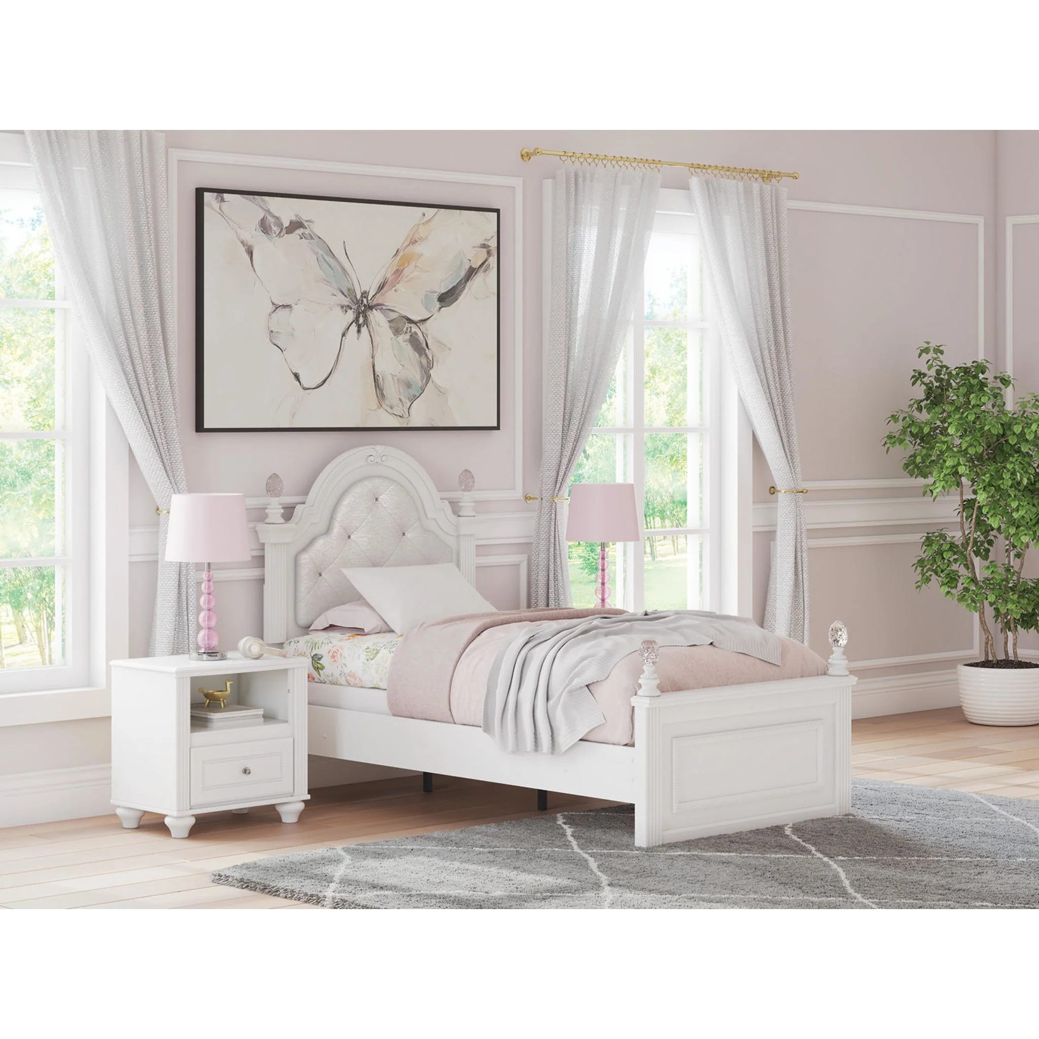 Kozlani 6 Piece Twin Panel Bedroom - White - Image 11