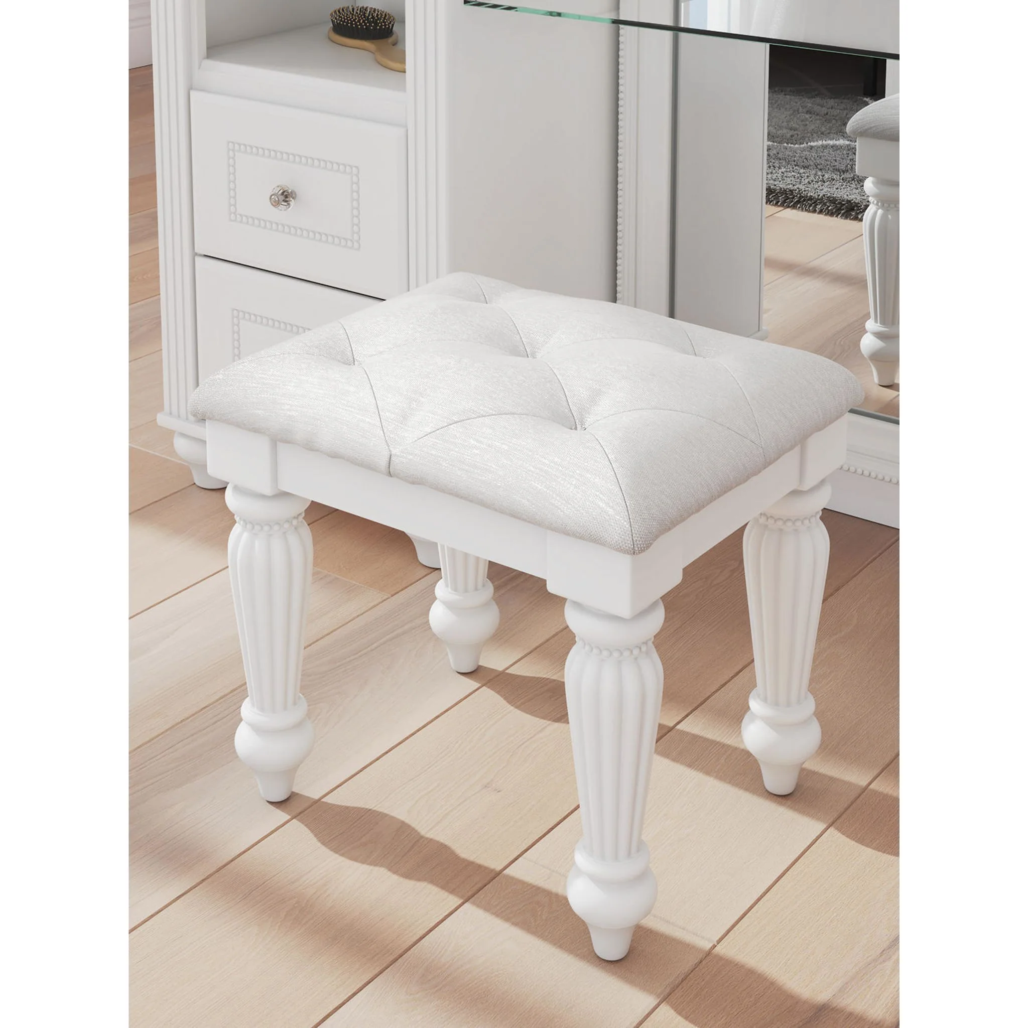 Kozlani Vanity Stool - White - Image 2