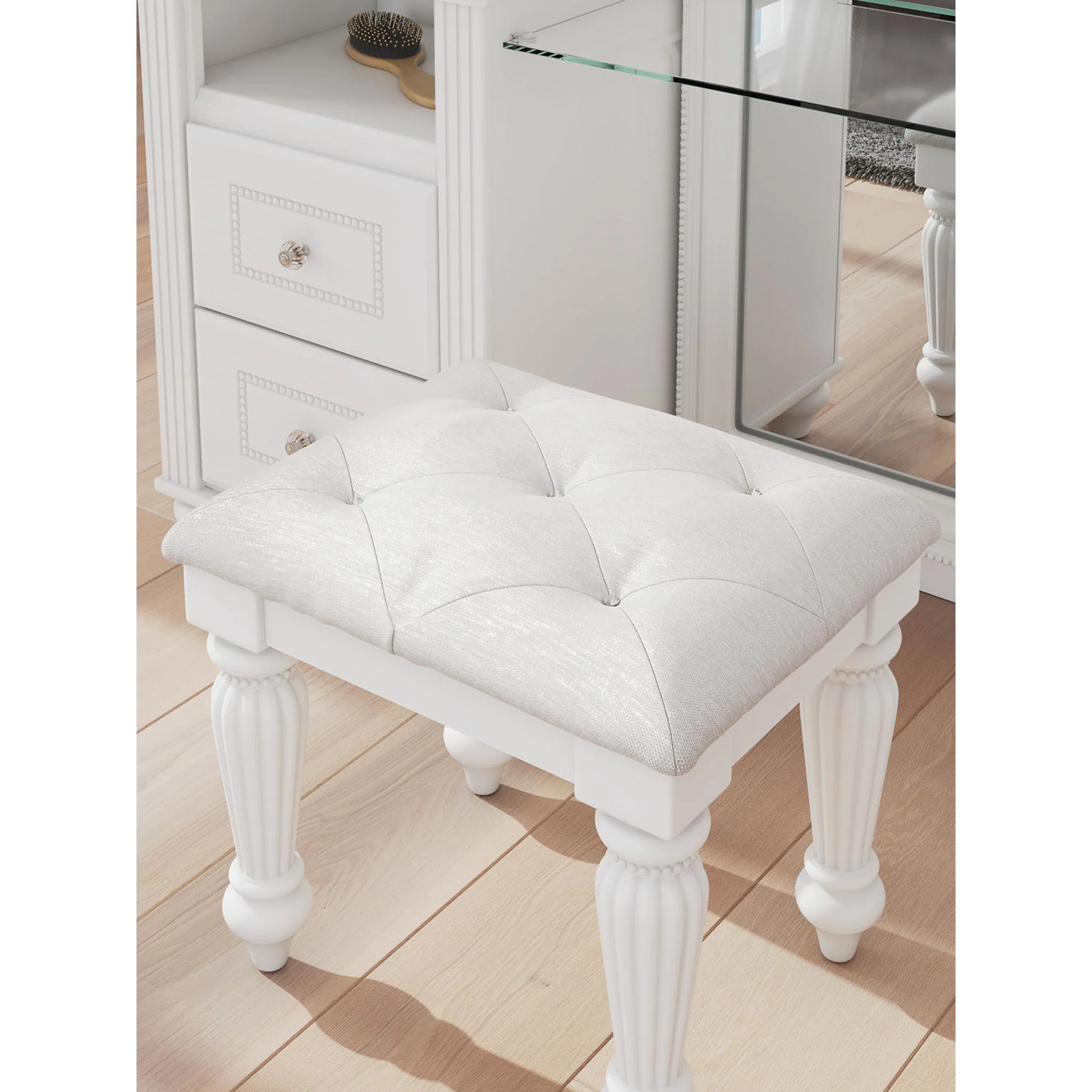 Kozlani Vanity Stool - White - Image 3