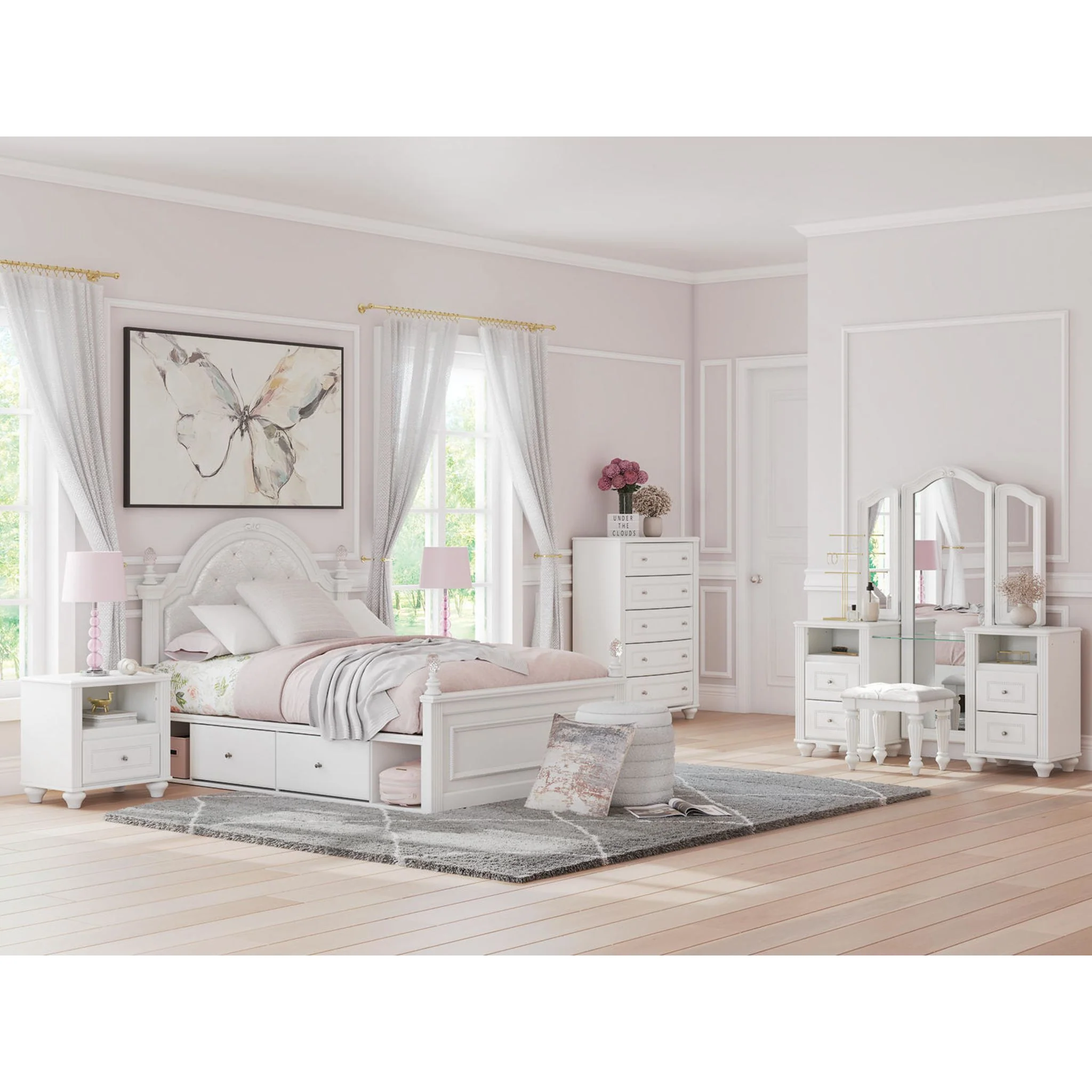 Kozlani Vanity with Mirror - White - Image 2