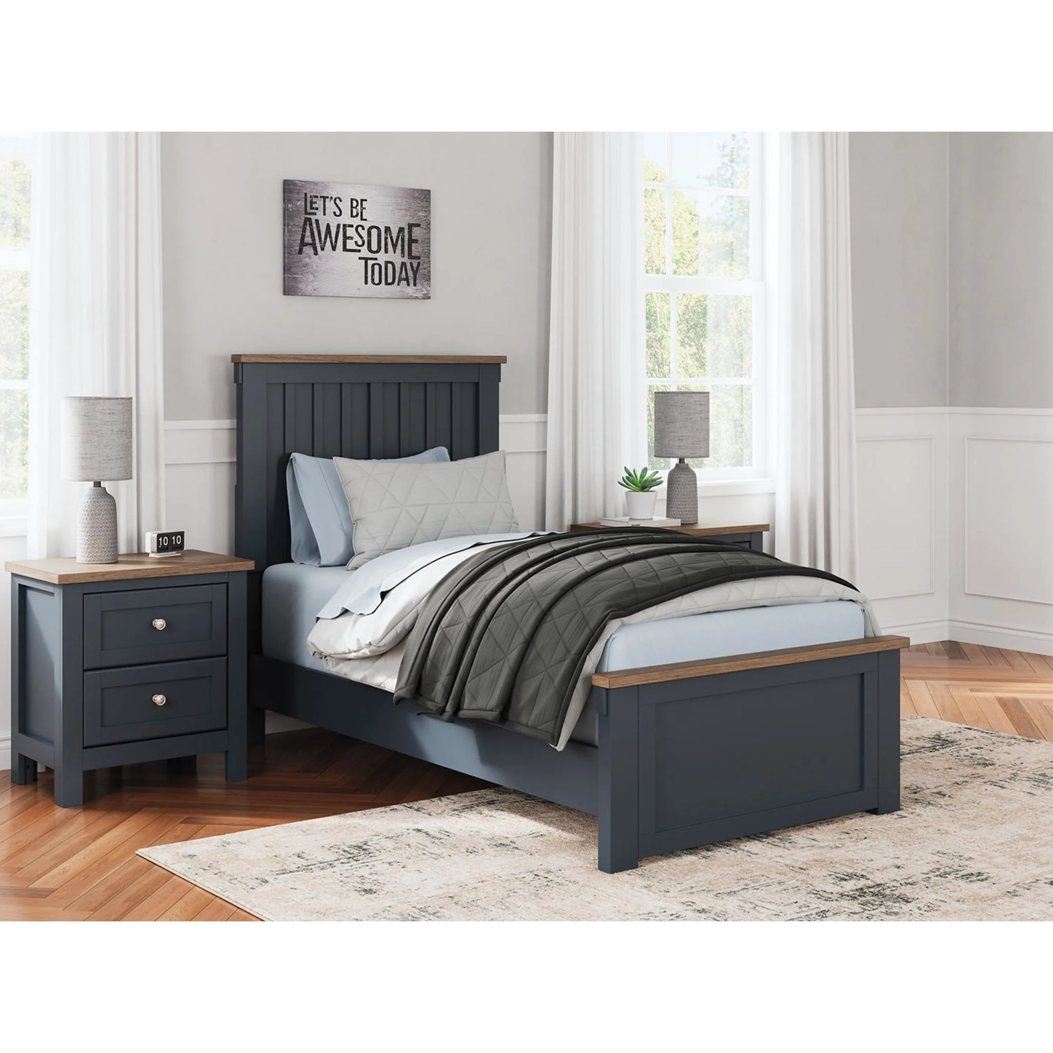 Landocken 6 Piece Panel Bedroom - Blue/Brown - Image 16