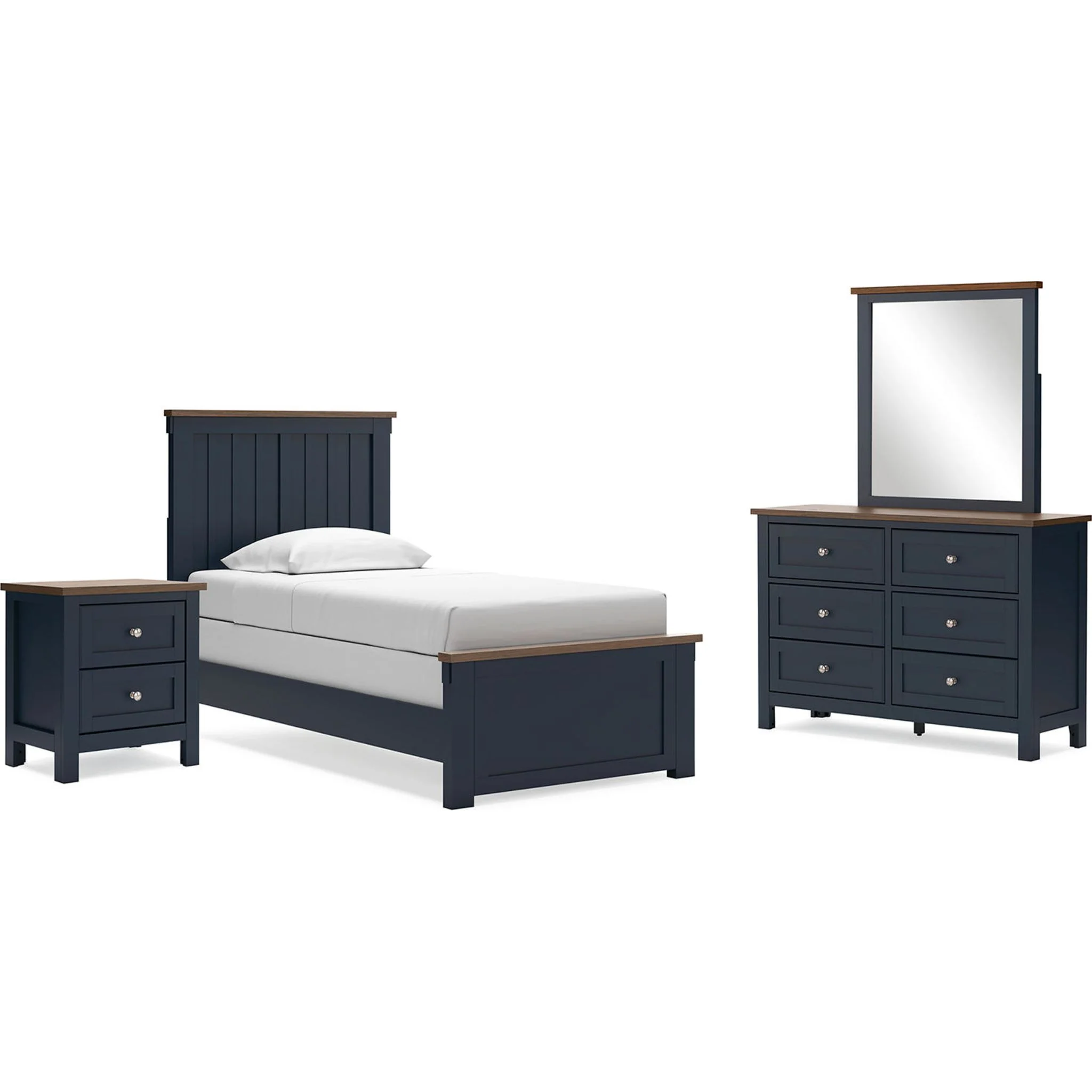 Landocken 6 Piece Panel Bedroom - Blue/Brown - Image 2