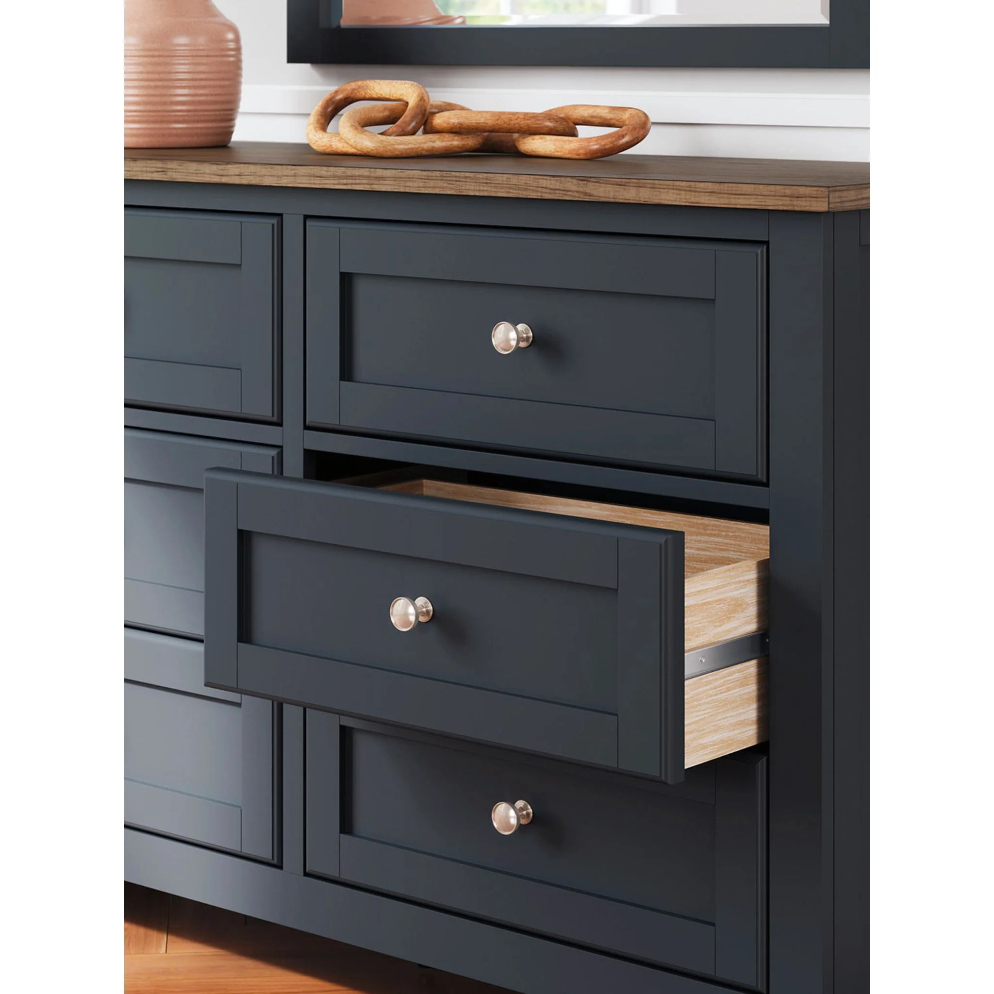 Landocken 6 Piece Panel Bedroom - Blue/Brown - Image 33