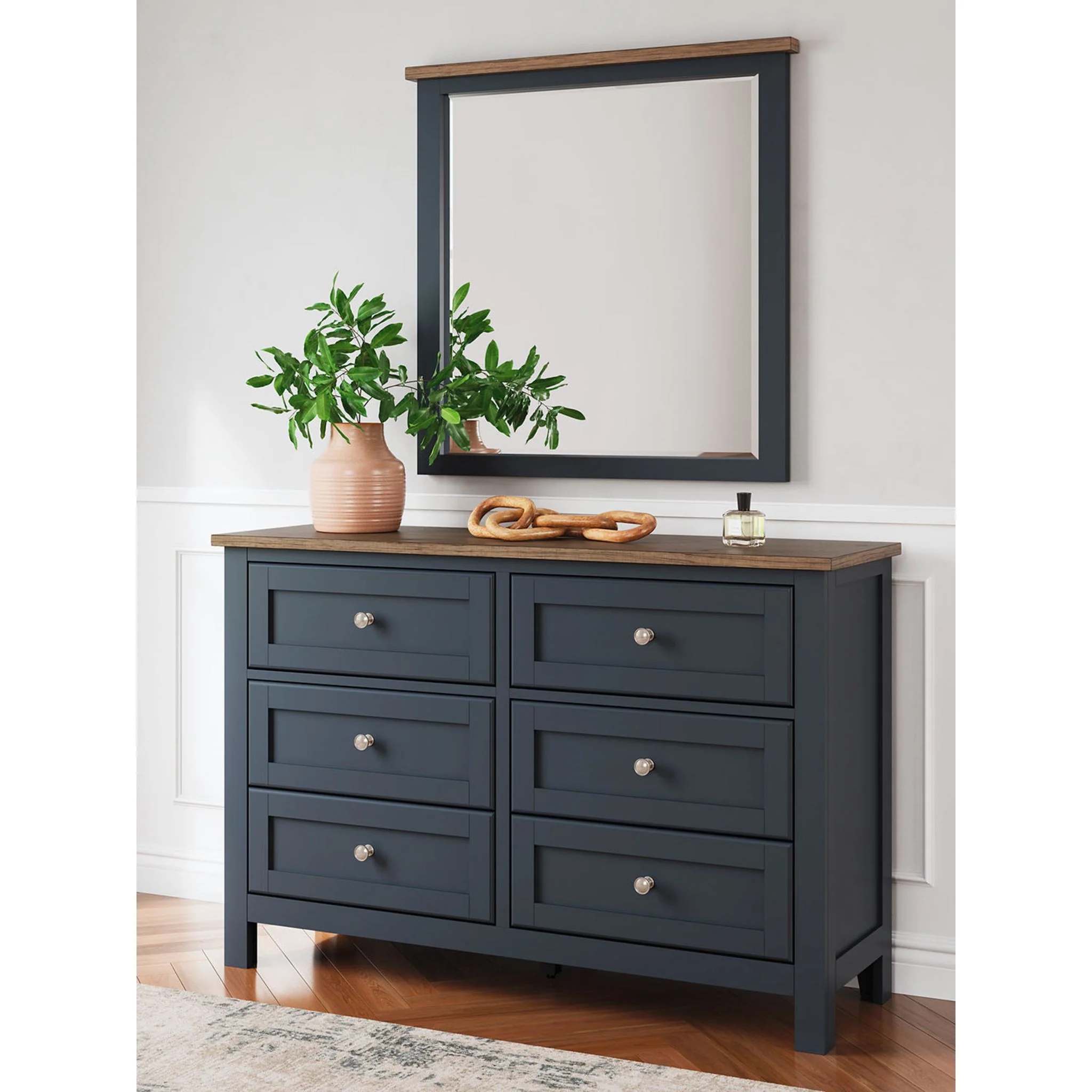 Landocken 6 Piece Panel Bedroom - Blue/Brown - Image 51