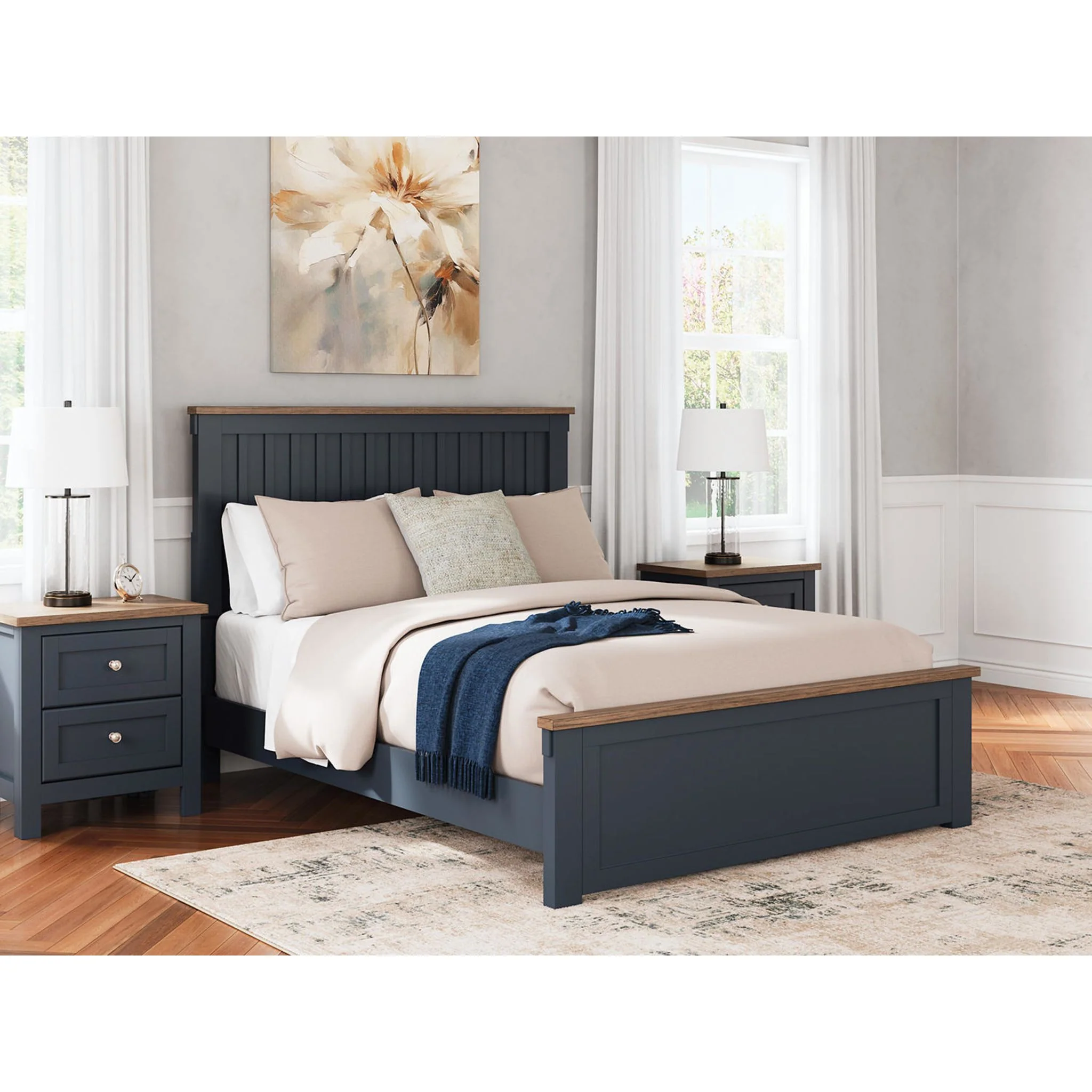 Landocken 6 Piece Queen Panel Bedroom - Blue/Brown - Image 16