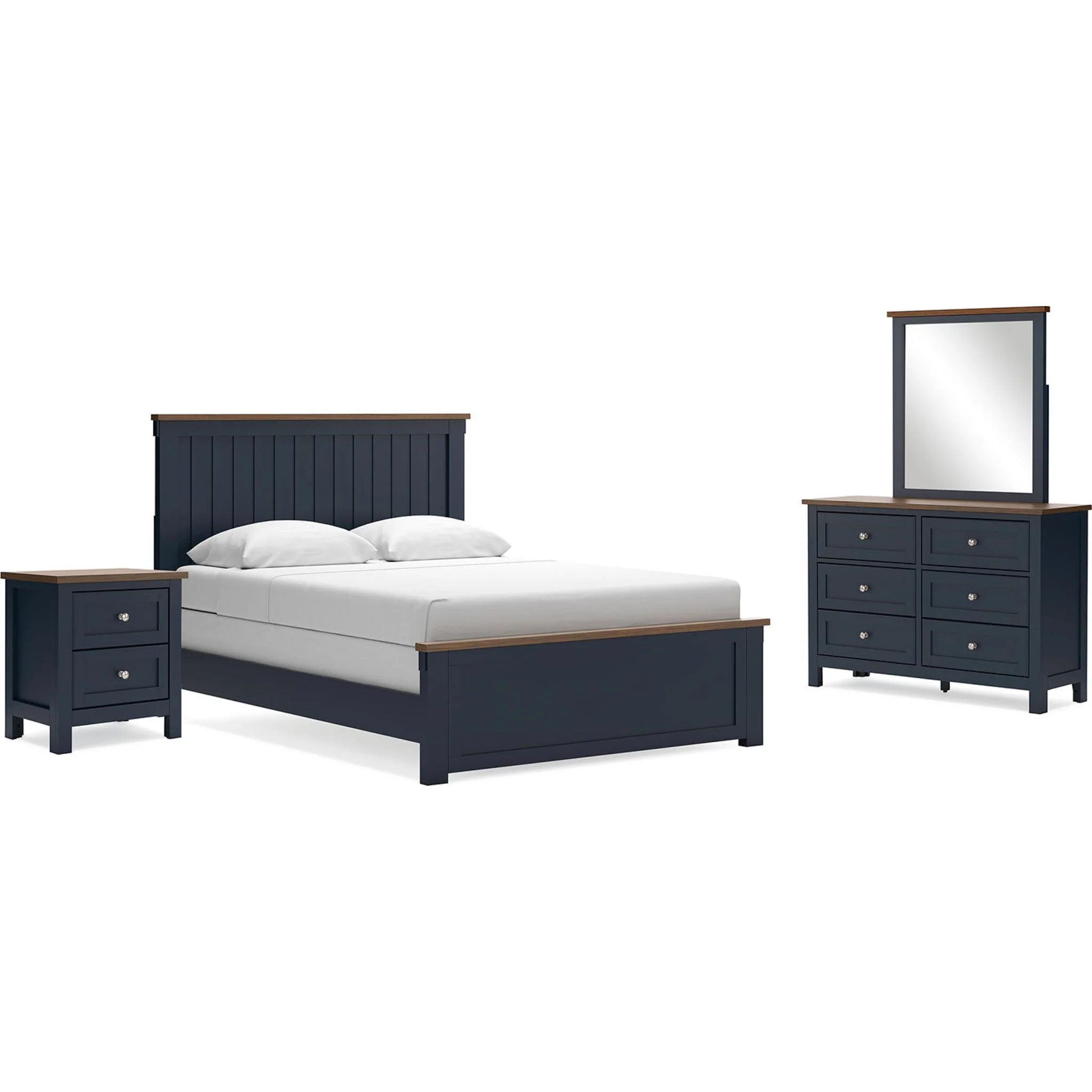 Landocken 6 Piece Queen Panel Bedroom - Blue/Brown - Image 2