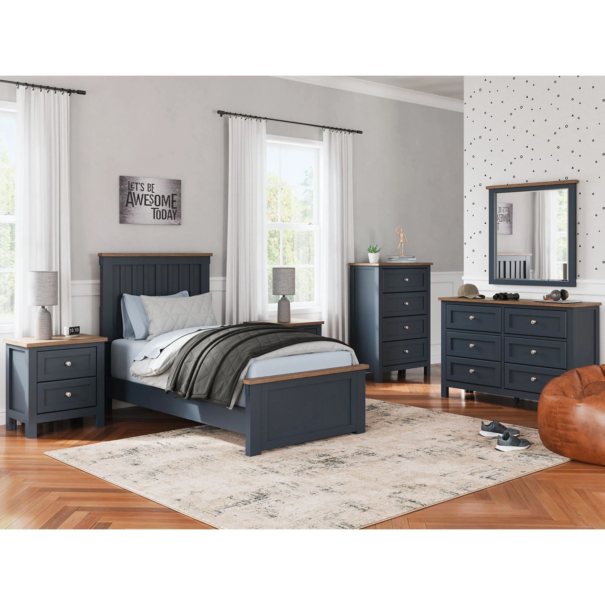 Landocken Panel Bed - Blue/Brown - Image 12
