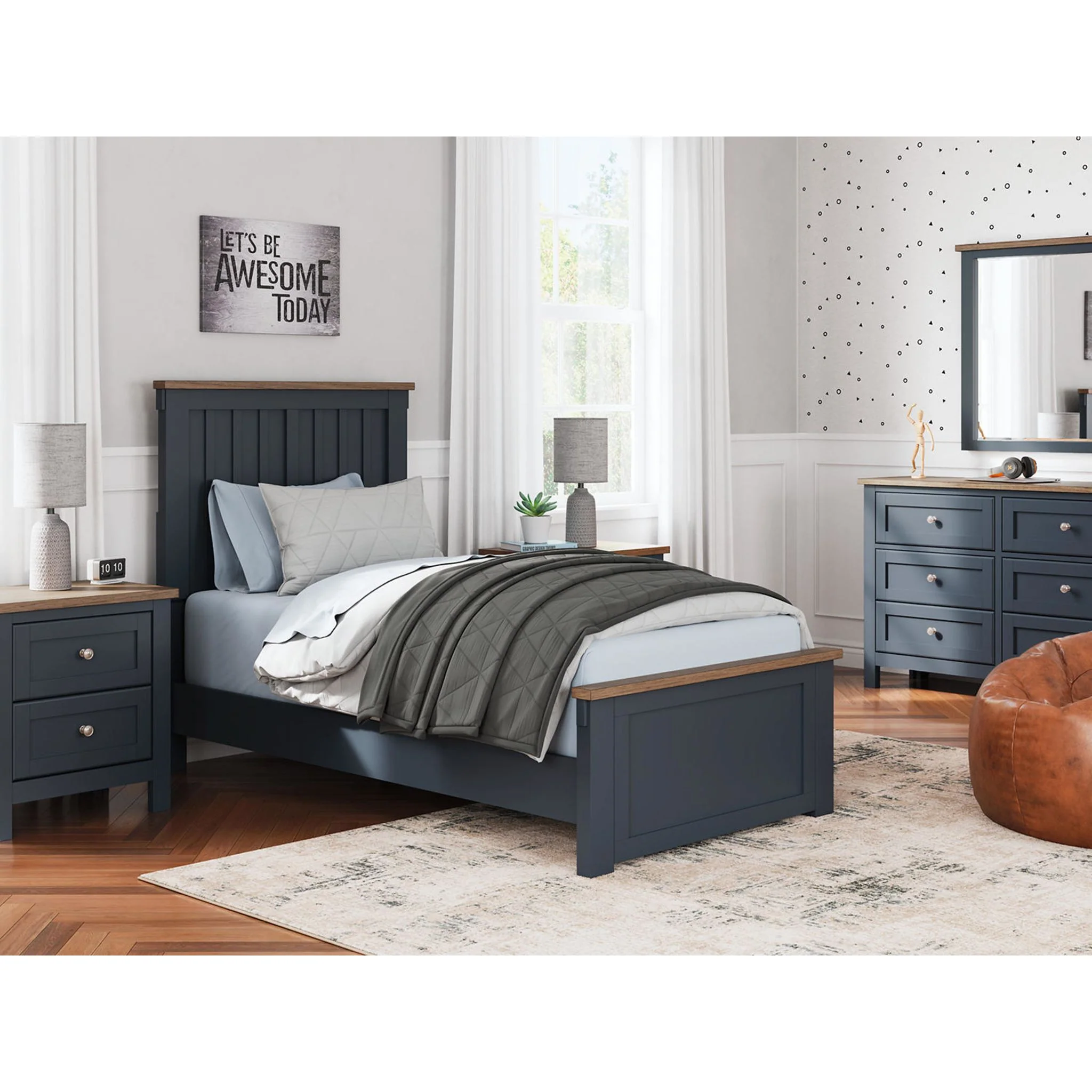 Landocken Panel Bed - Blue/Brown - Image 3
