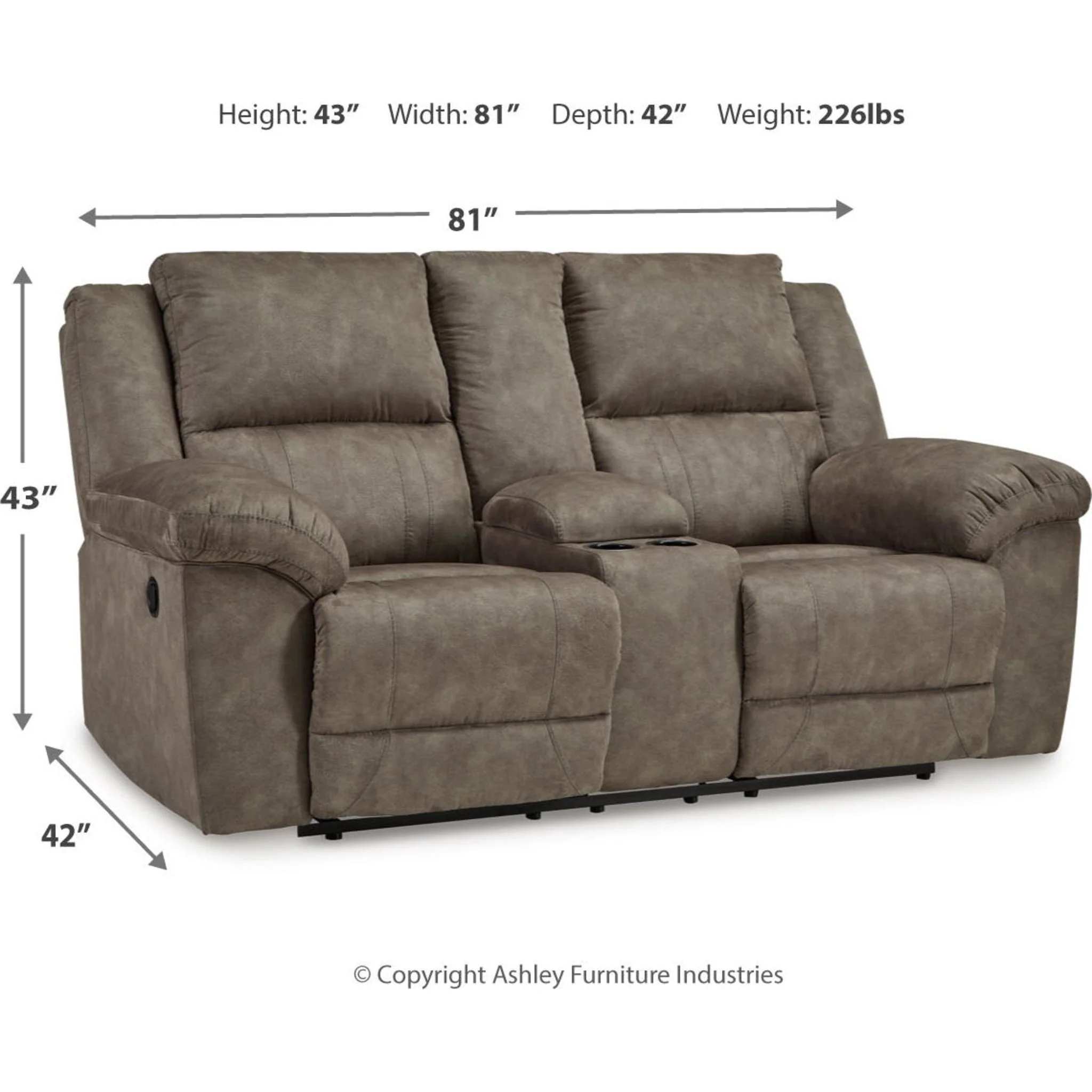 Laresview Reclining Loveseat with Console - Fossil - Image 3