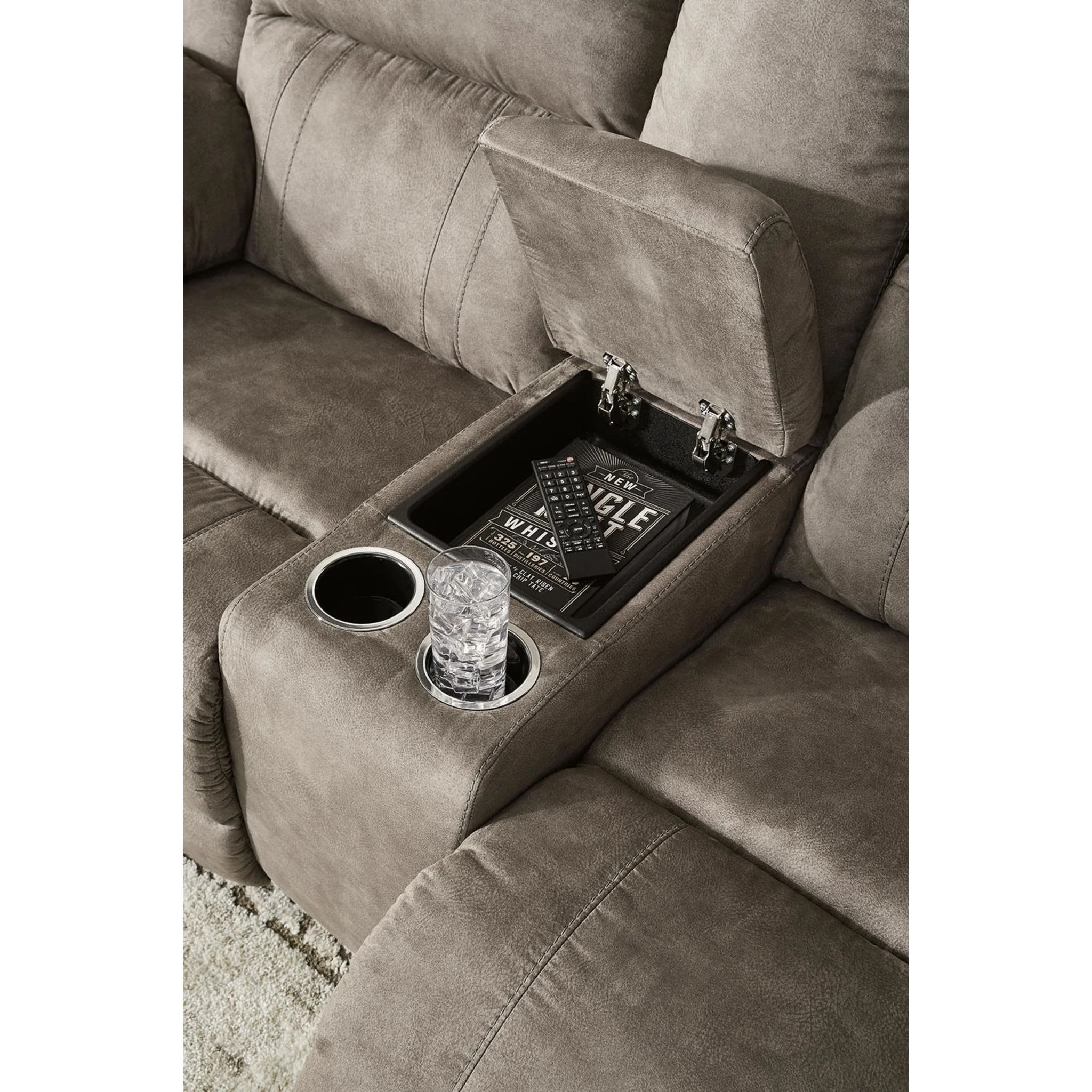 Laresview Reclining Loveseat with Console - Fossil - Image 7