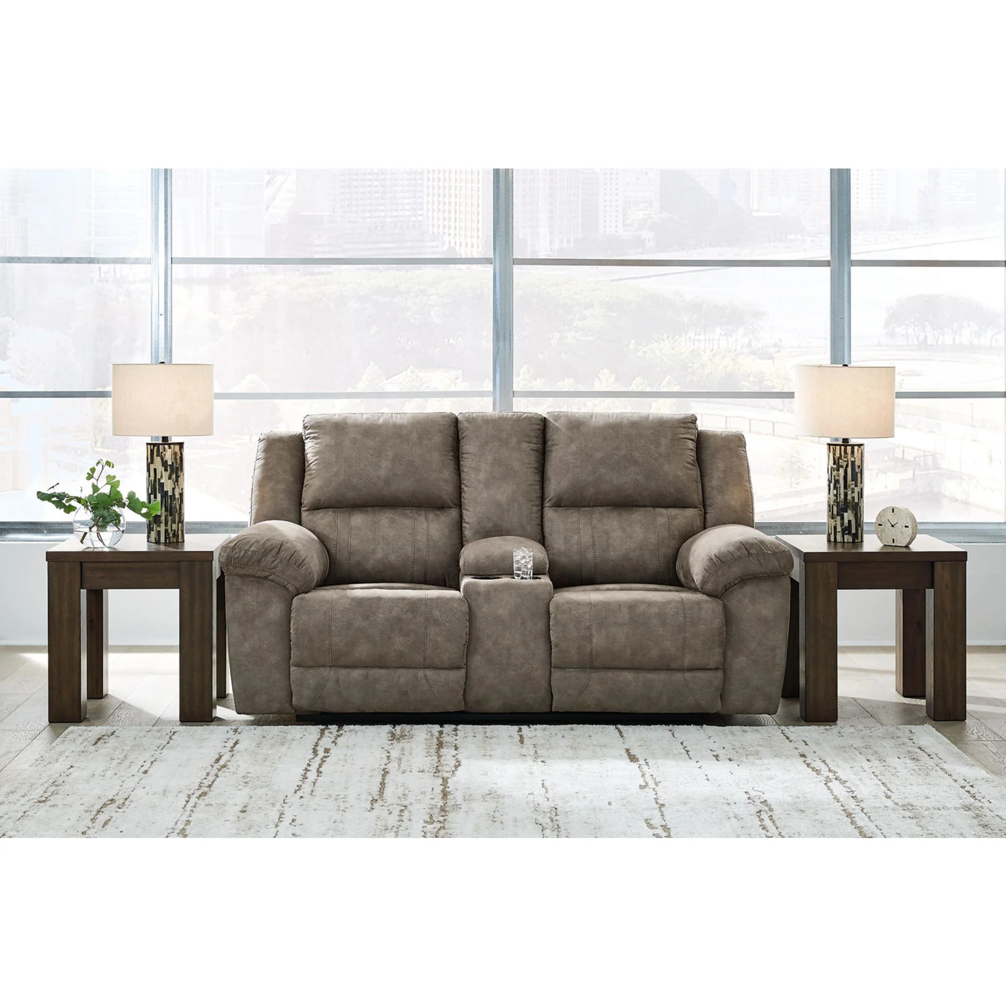 Laresview Reclining Loveseat with Console - Fossil - Image 9