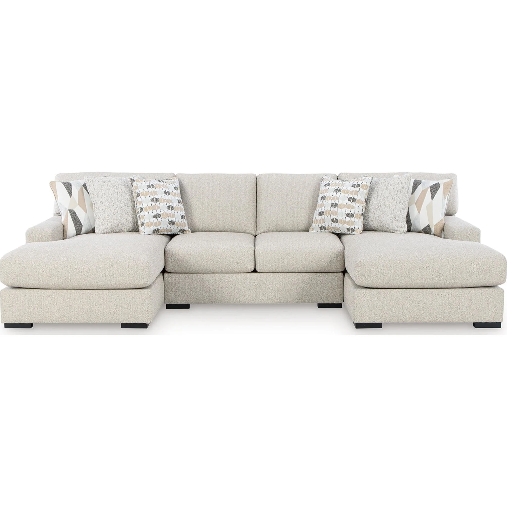 Laurelgrove 3 Piece Sectional with Double Chaise - Pebble