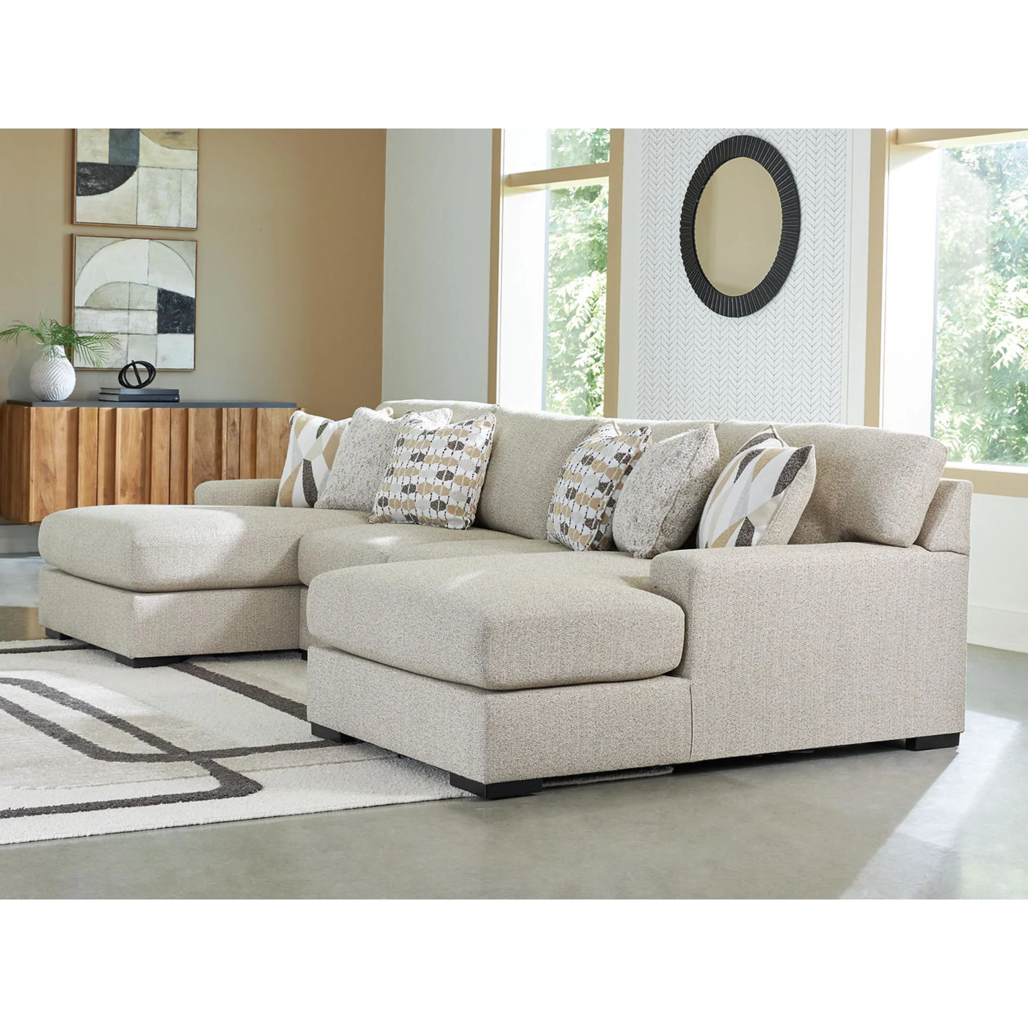 Laurelgrove 3 Piece Sectional with Double Chaise - Pebble - Image 2