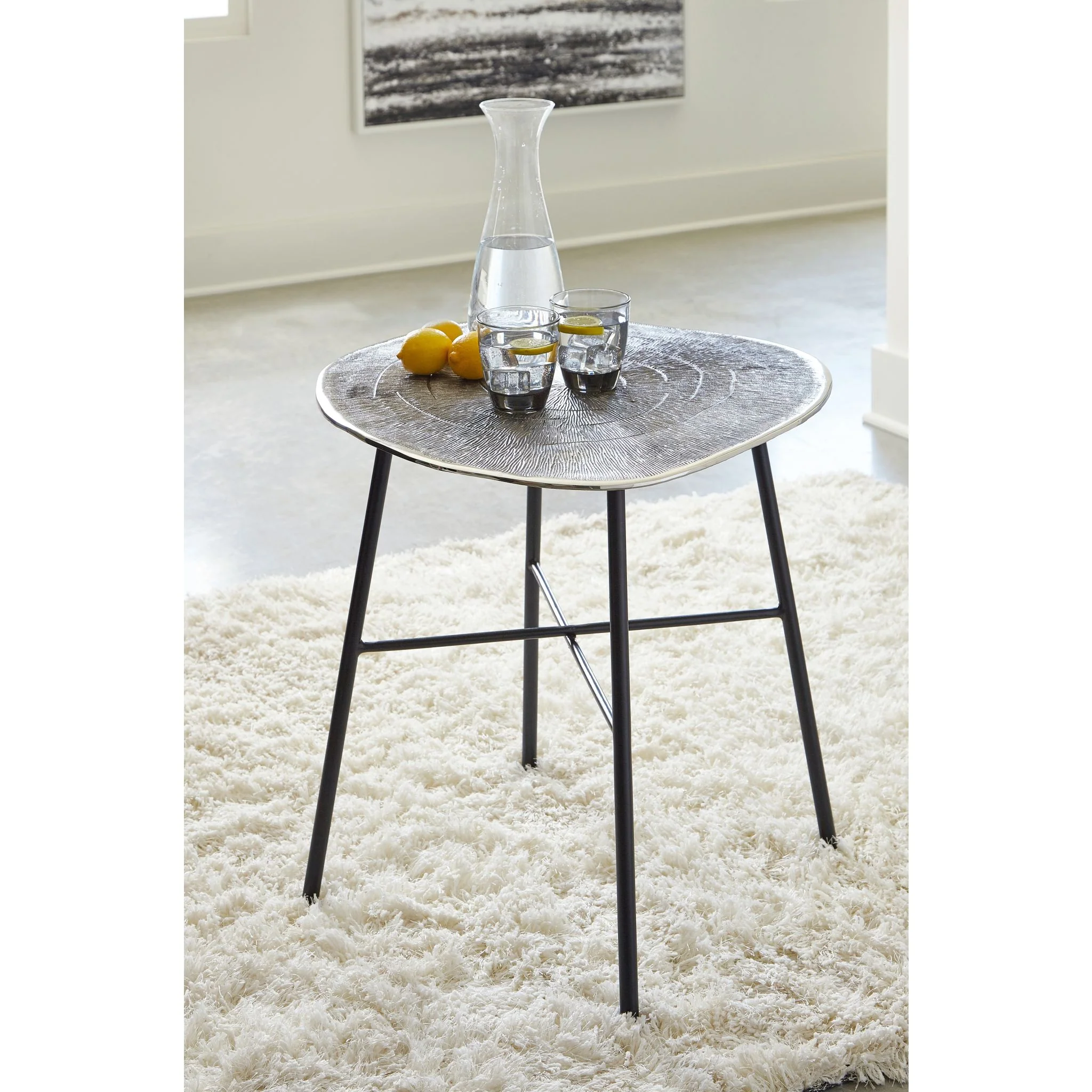 Laverford End Table - Chrome/Black - Image 2