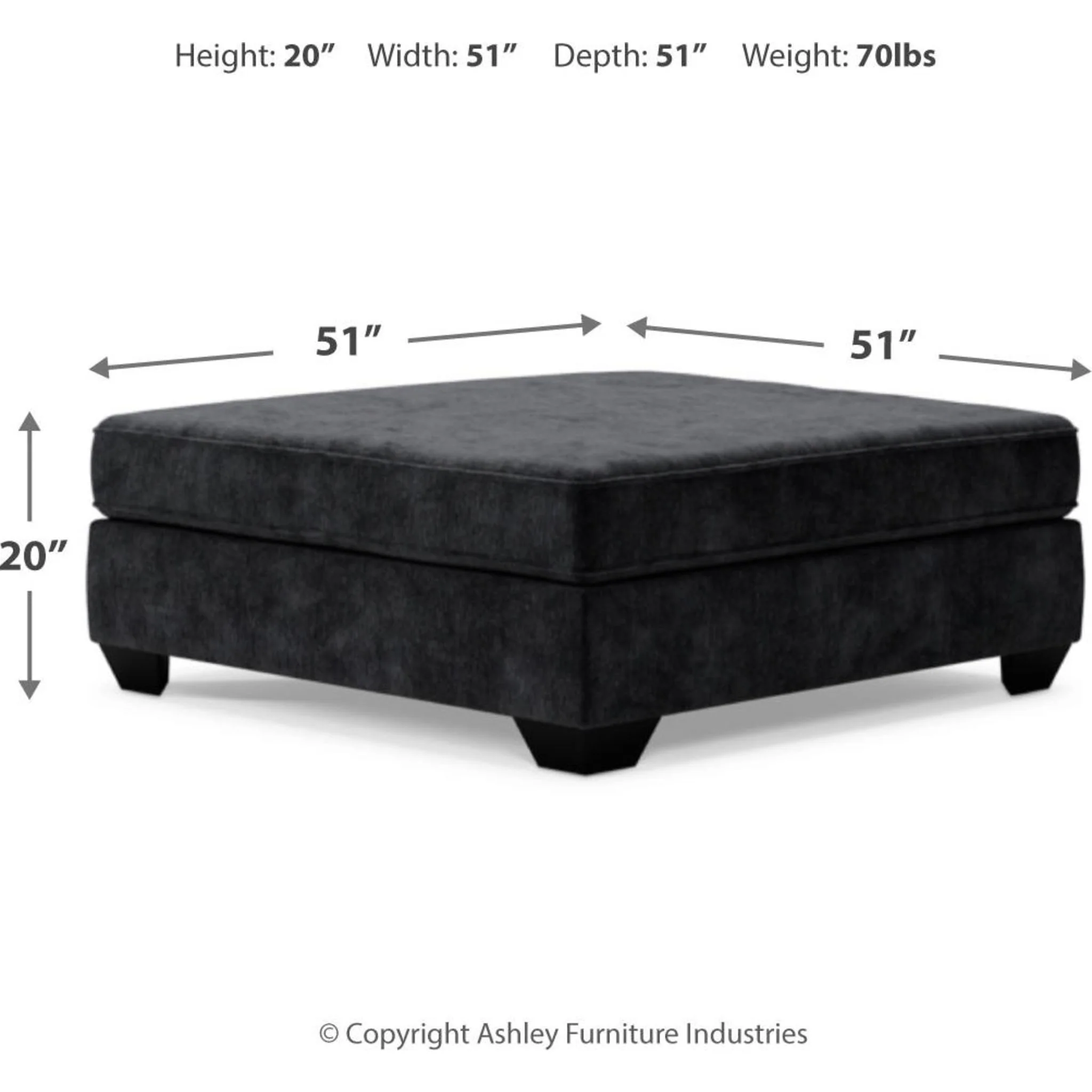 Lavernett Oversized Accent Ottoman - Charcoal - Image 8