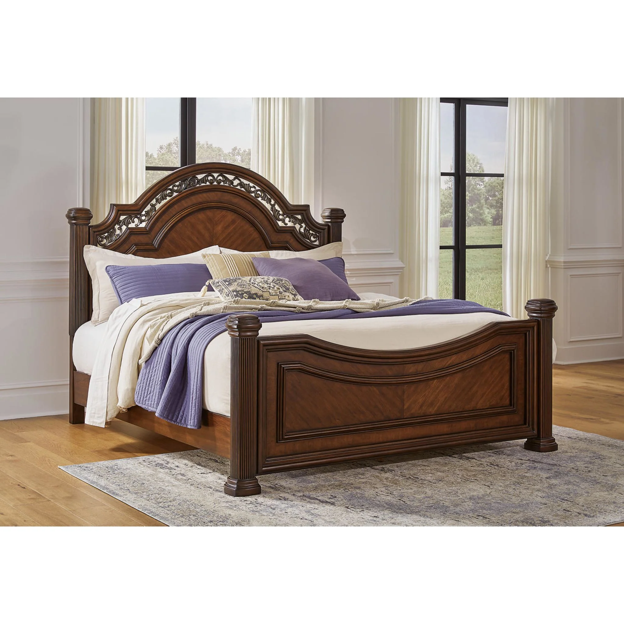 Lavinton 6 Piece King Poster Bedroom - Brown - Image 8