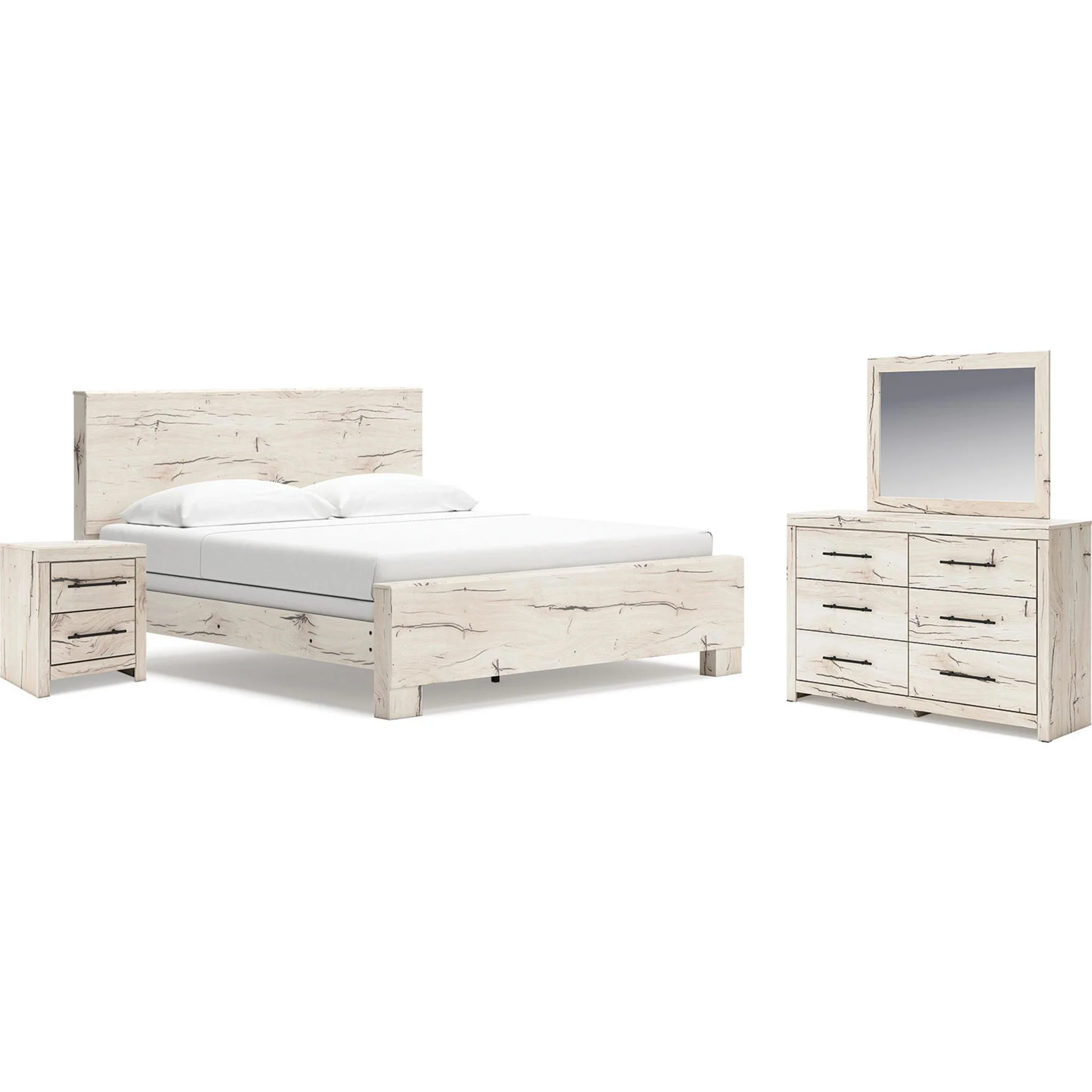 Lawroy 6 Piece King Panel Bedroom - Light Natural