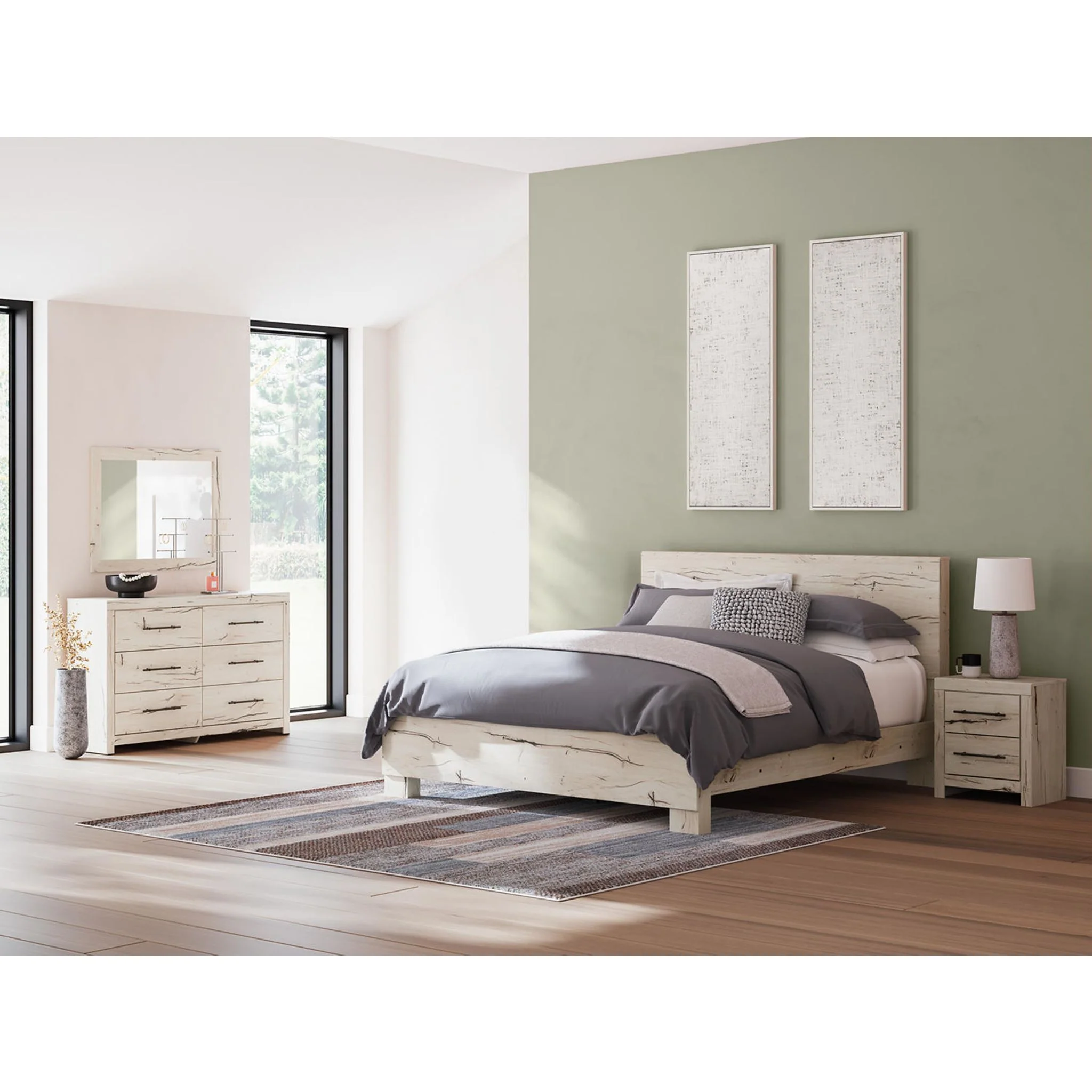 Lawroy 6 Piece King Panel Bedroom - Light Natural - Image 2
