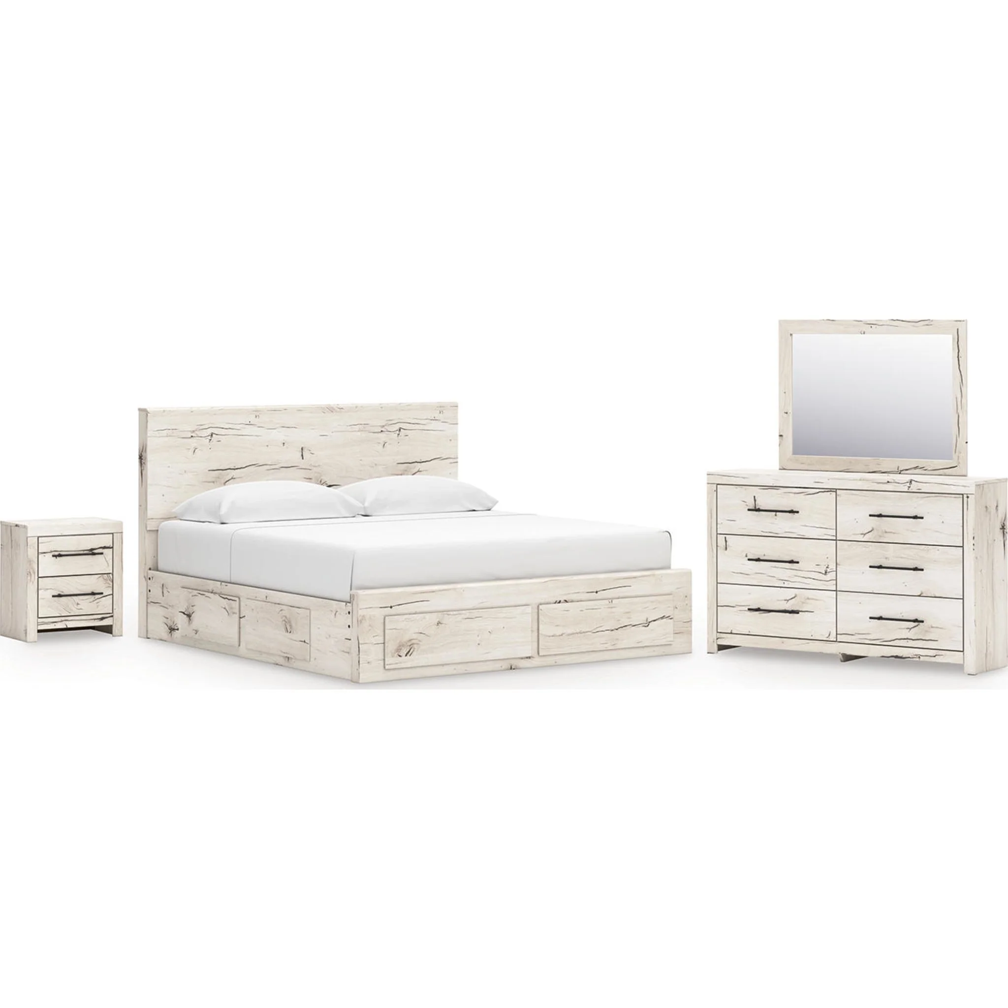 Lawroy 6 Piece King Storage Bedroom - Light Natural