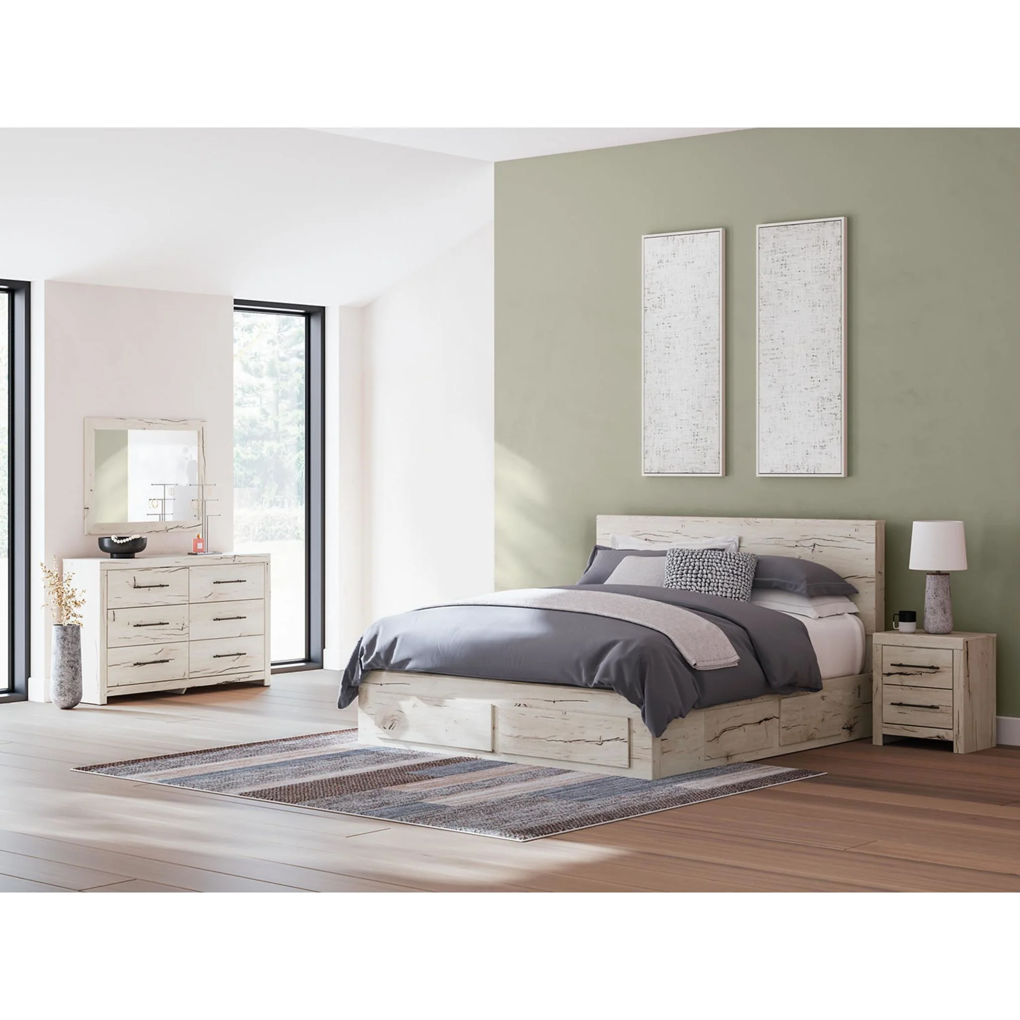 Lawroy 6 Piece King Storage Bedroom - Light Natural - Image 2