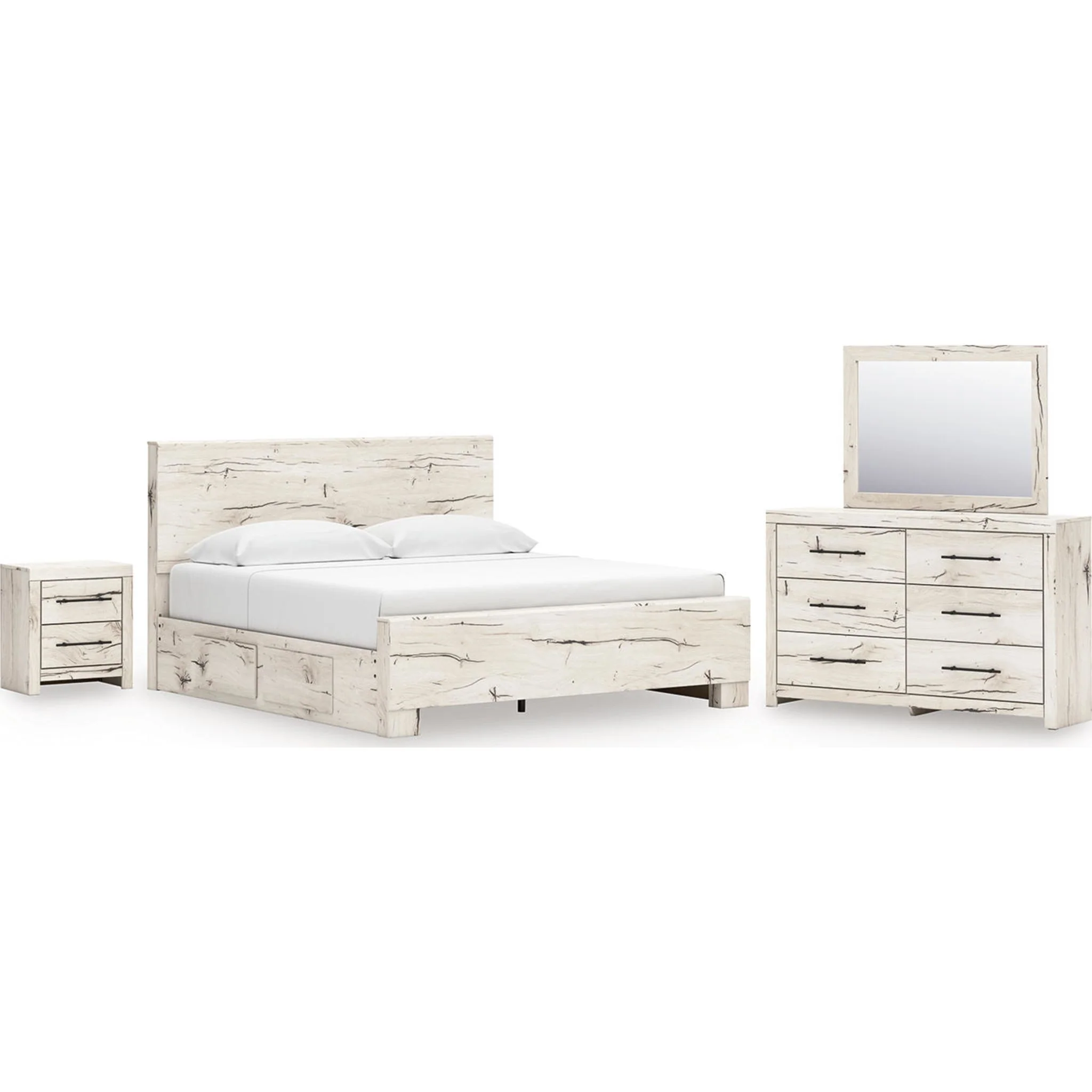 Lawroy 6 Piece King Storage Bedroom - Light Natural