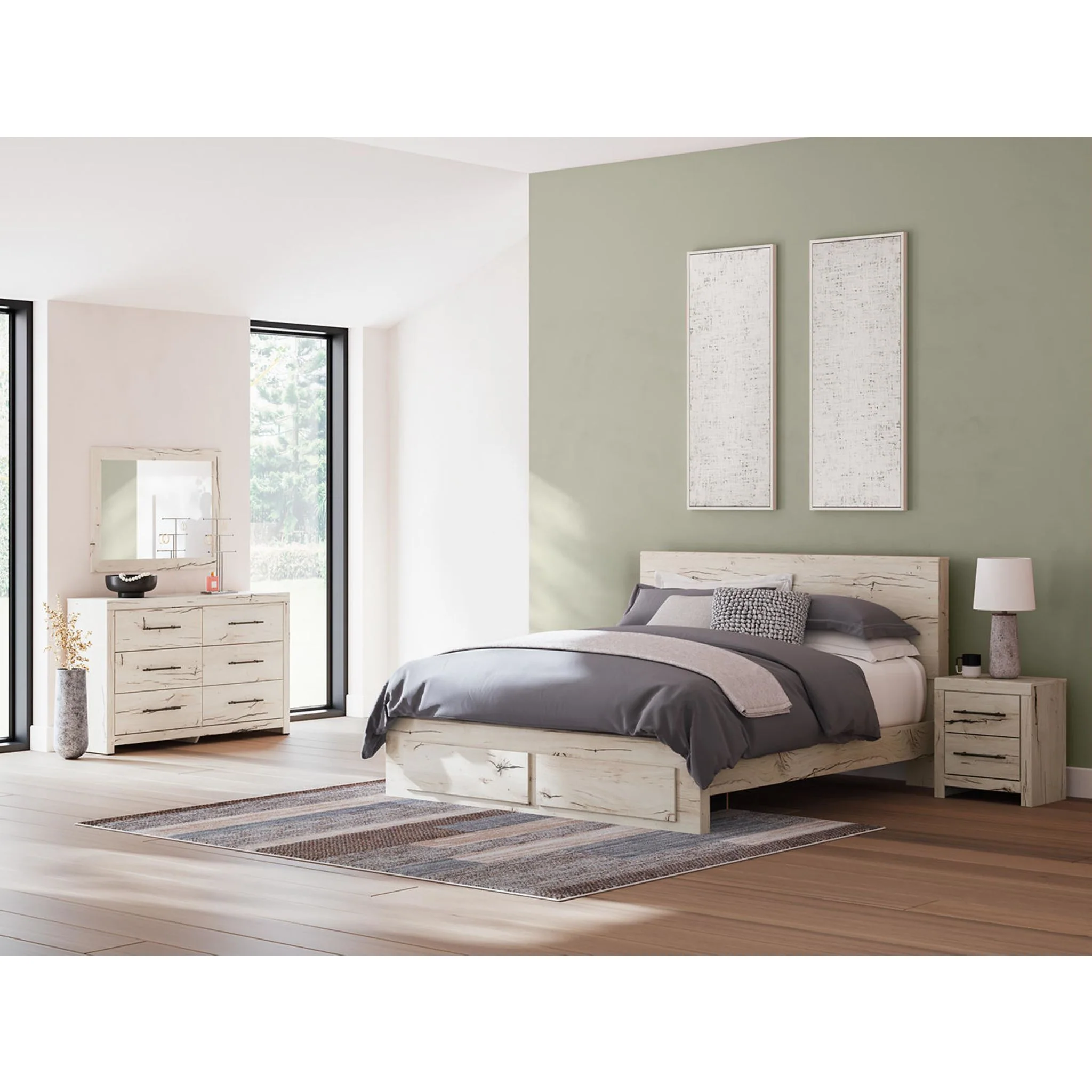 Lawroy 6 Piece King Storage Bedroom - Light Natural - Image 2