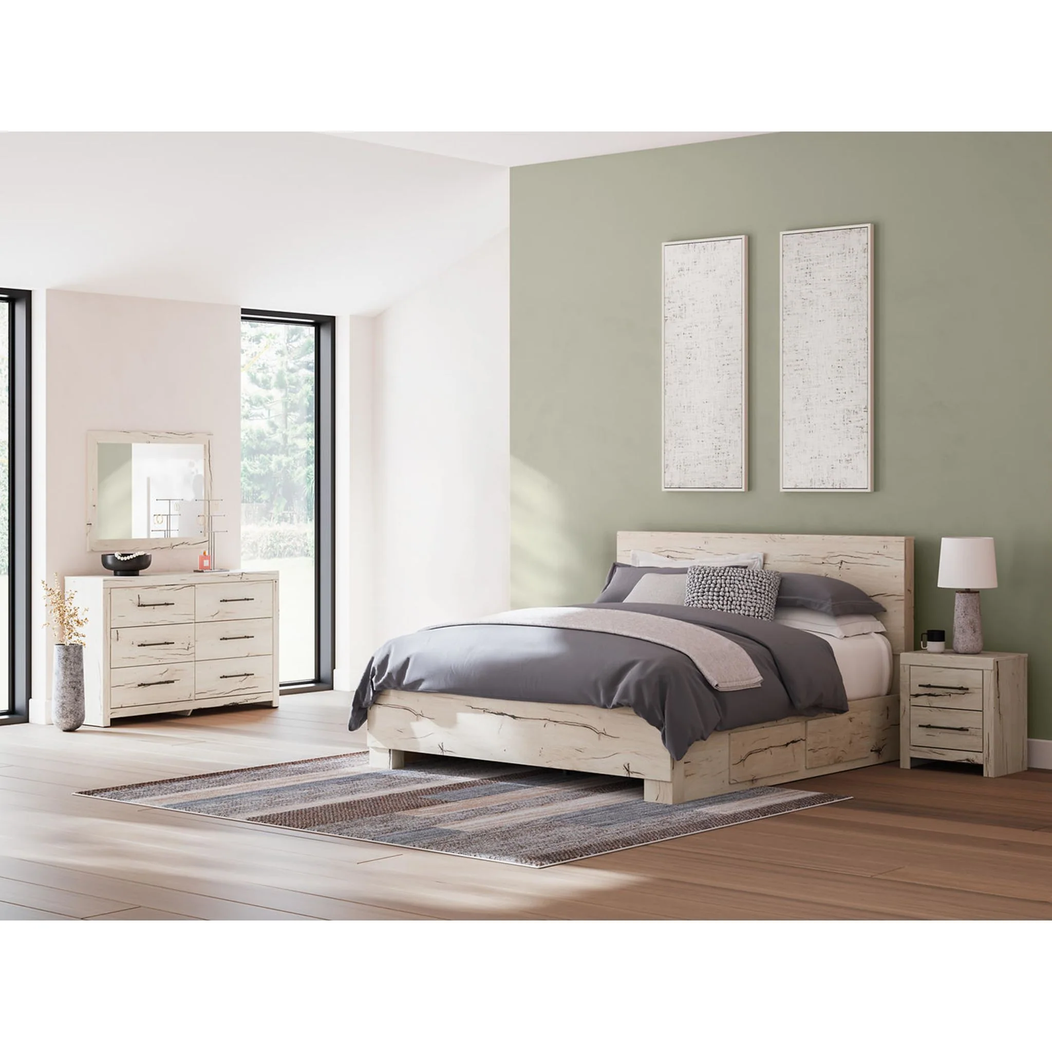 Lawroy 6 Piece King Storage Bedroom - Light Natural - Image 2