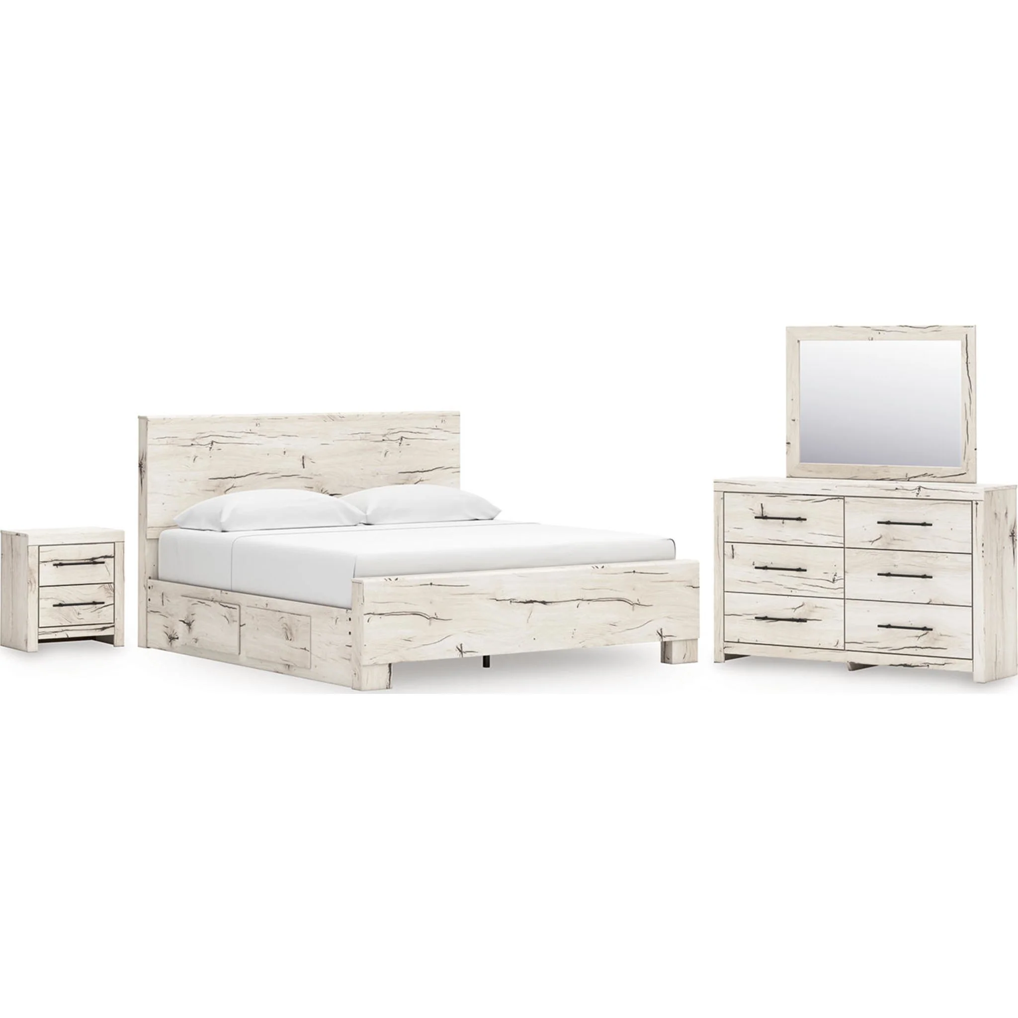 Lawroy 6 Piece King Storage Bedroom - Light Natural