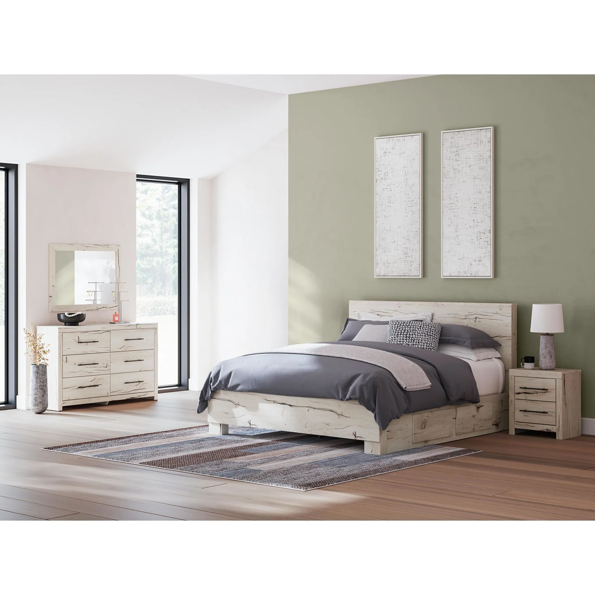 Lawroy 6 Piece King Storage Bedroom - Light Natural - Image 2