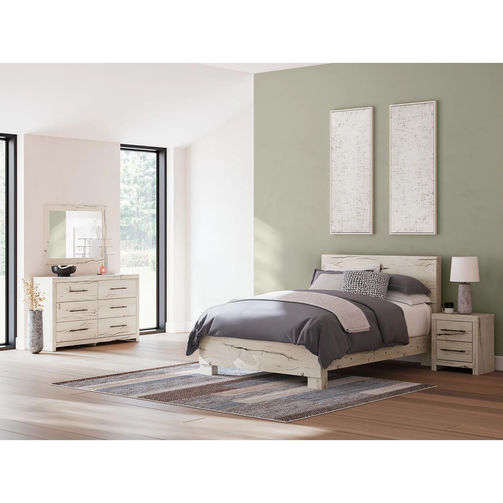 Lawroy 6 Piece Queen Panel Bedroom - Light Natural - Image 2