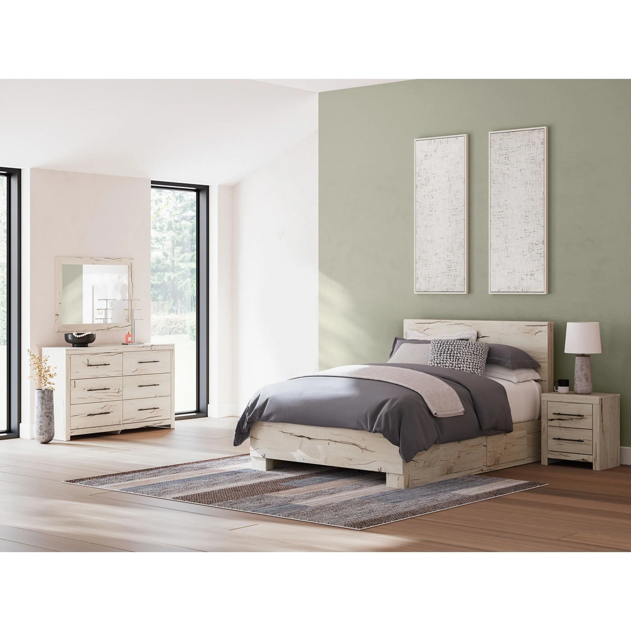 Lawroy 6 Piece Queen Storage Bedroom - Light Natural - Image 2