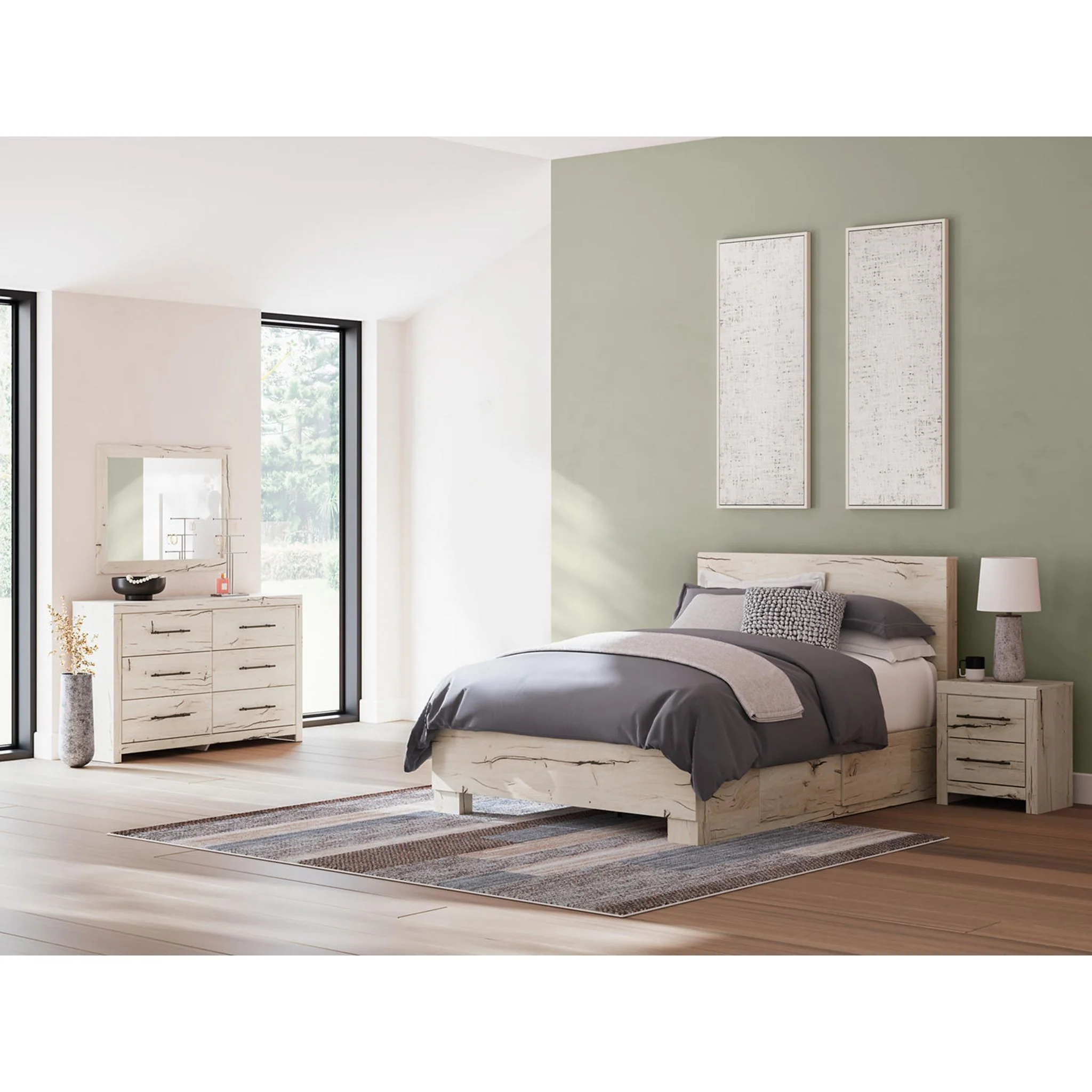 Lawroy 6 Piece Queen Storage Bedroom - Light Natural - Image 2