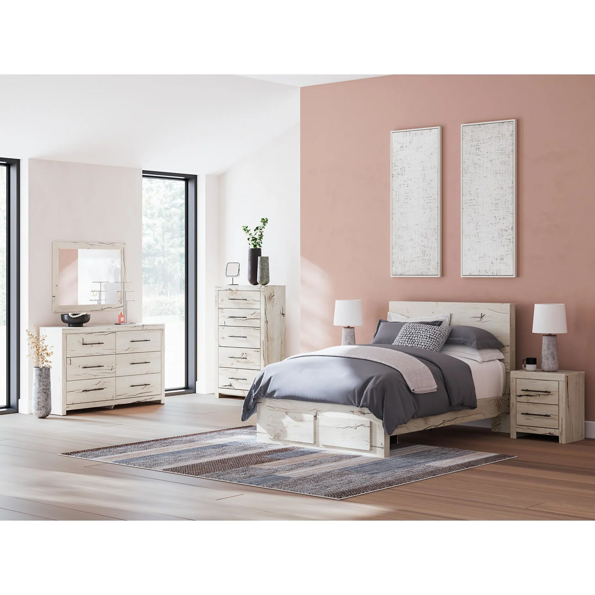 Lawroy Full Panel Bed with Footboard Storage - Light Natural - Image 11