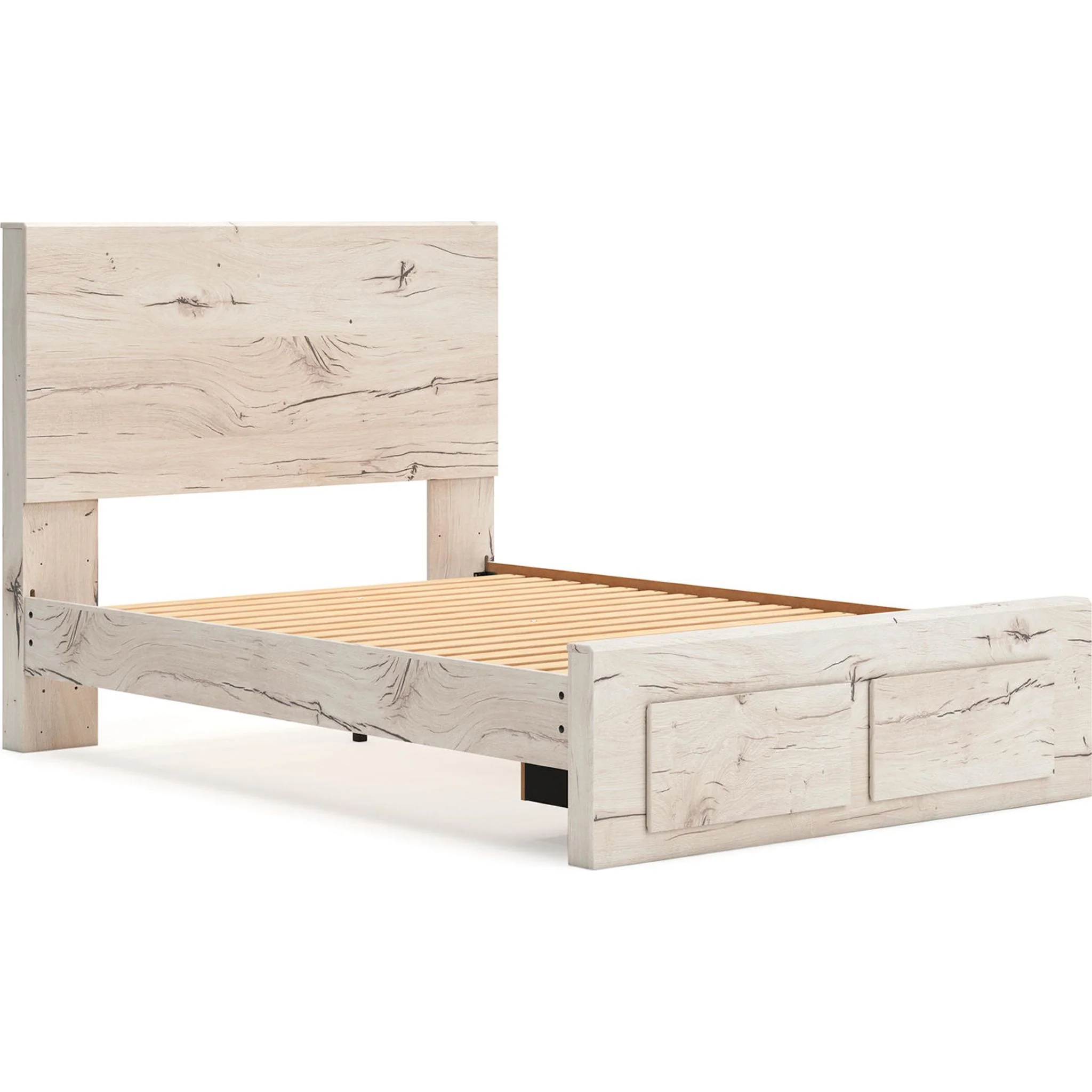 Lawroy Full Panel Bed with Footboard Storage - Light Natural - Image 14