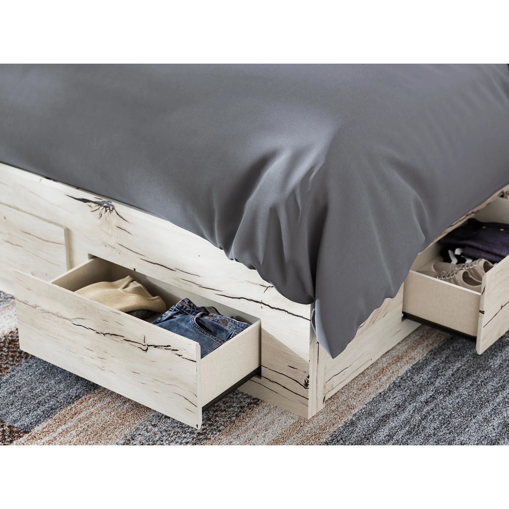 Lawroy Full Panel Bed with 6 Drawer Storage - Light Natural - Image 5