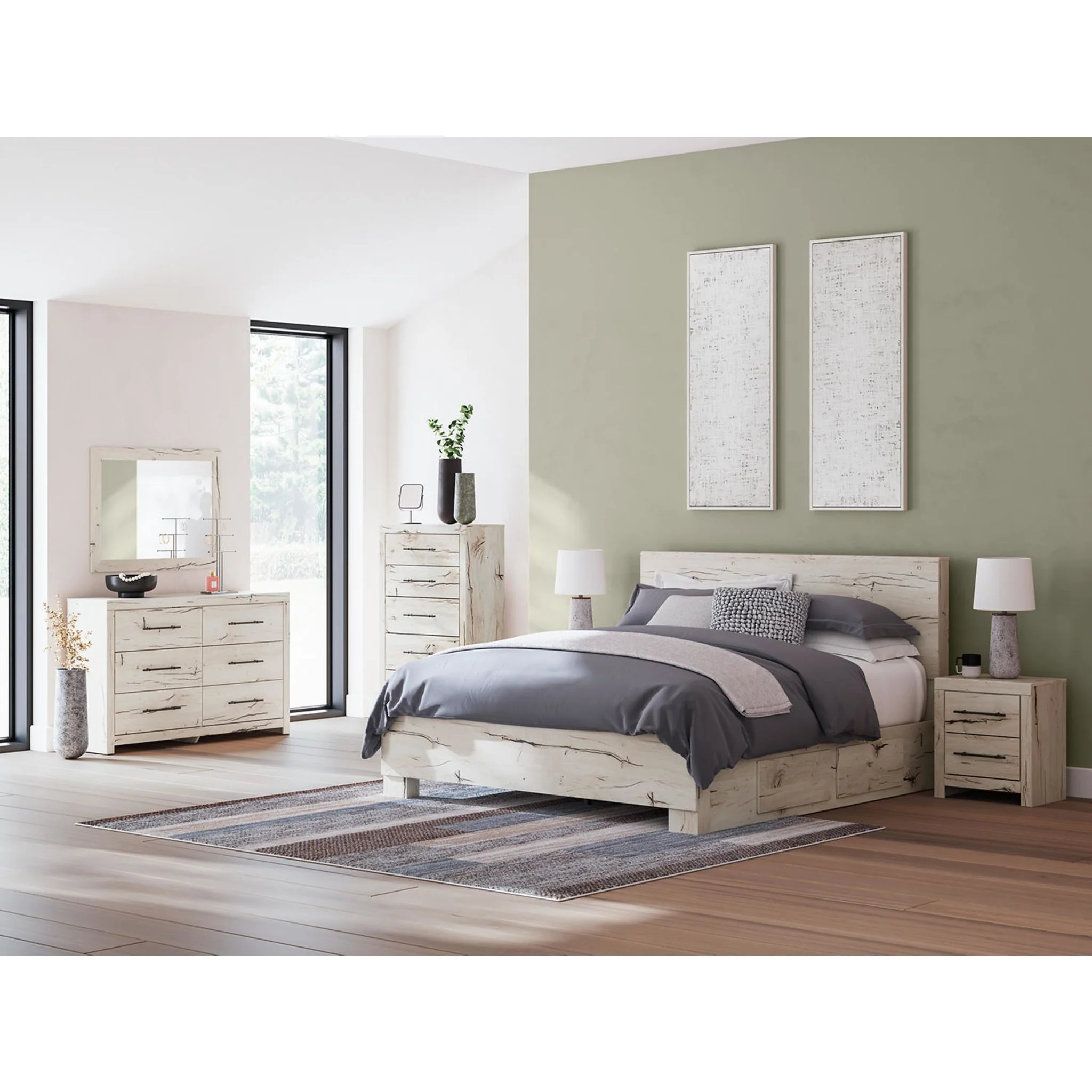 Lawroy Platform Bed with 2 Drawer Storage - Light Natural - Image 13