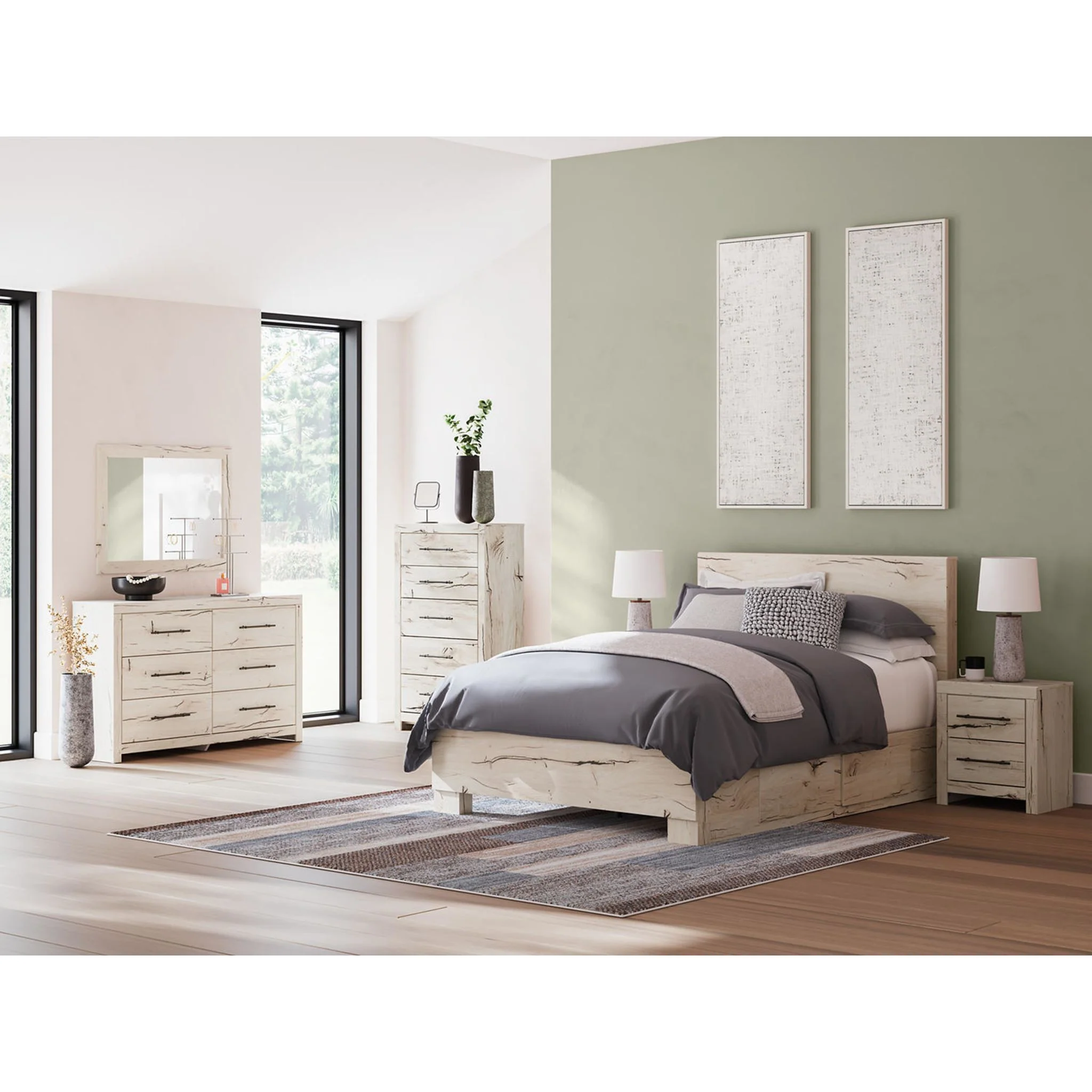 Lawroy Platform Bed with 2 Drawer Storage - Light Natural - Image 2