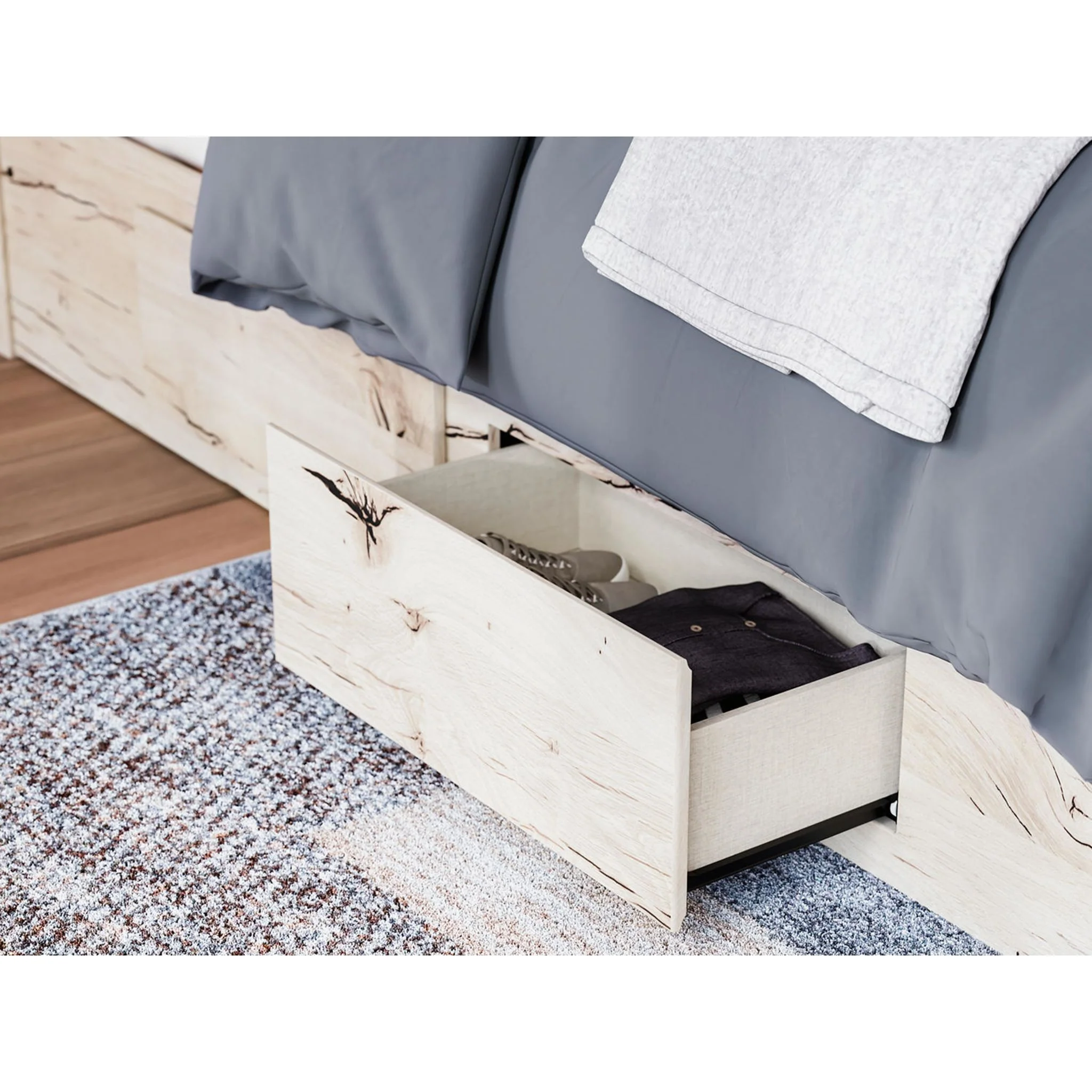 Lawroy Platform Bed with 2 Drawer Storage - Light Natural - Image 7