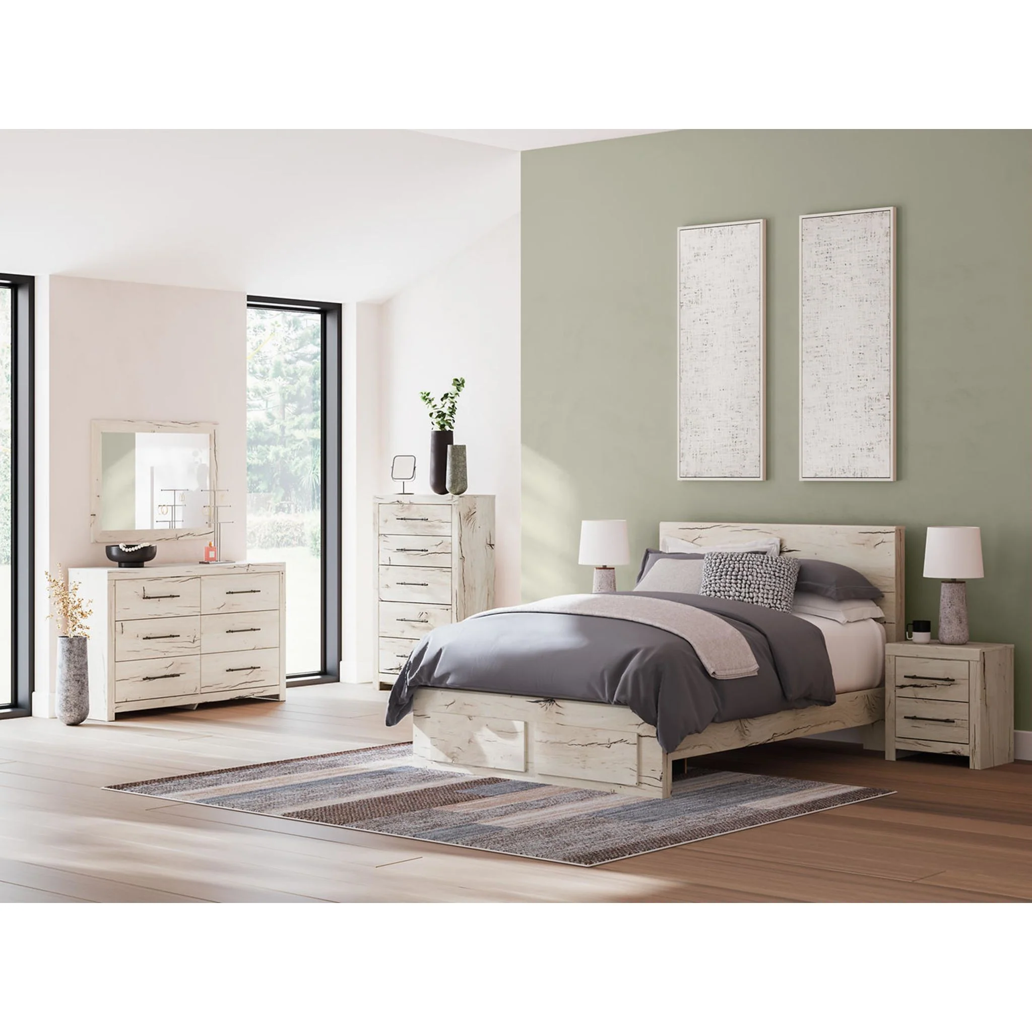 Lawroy Platform Bed with Footboard Storage - Light Natural - Image 11