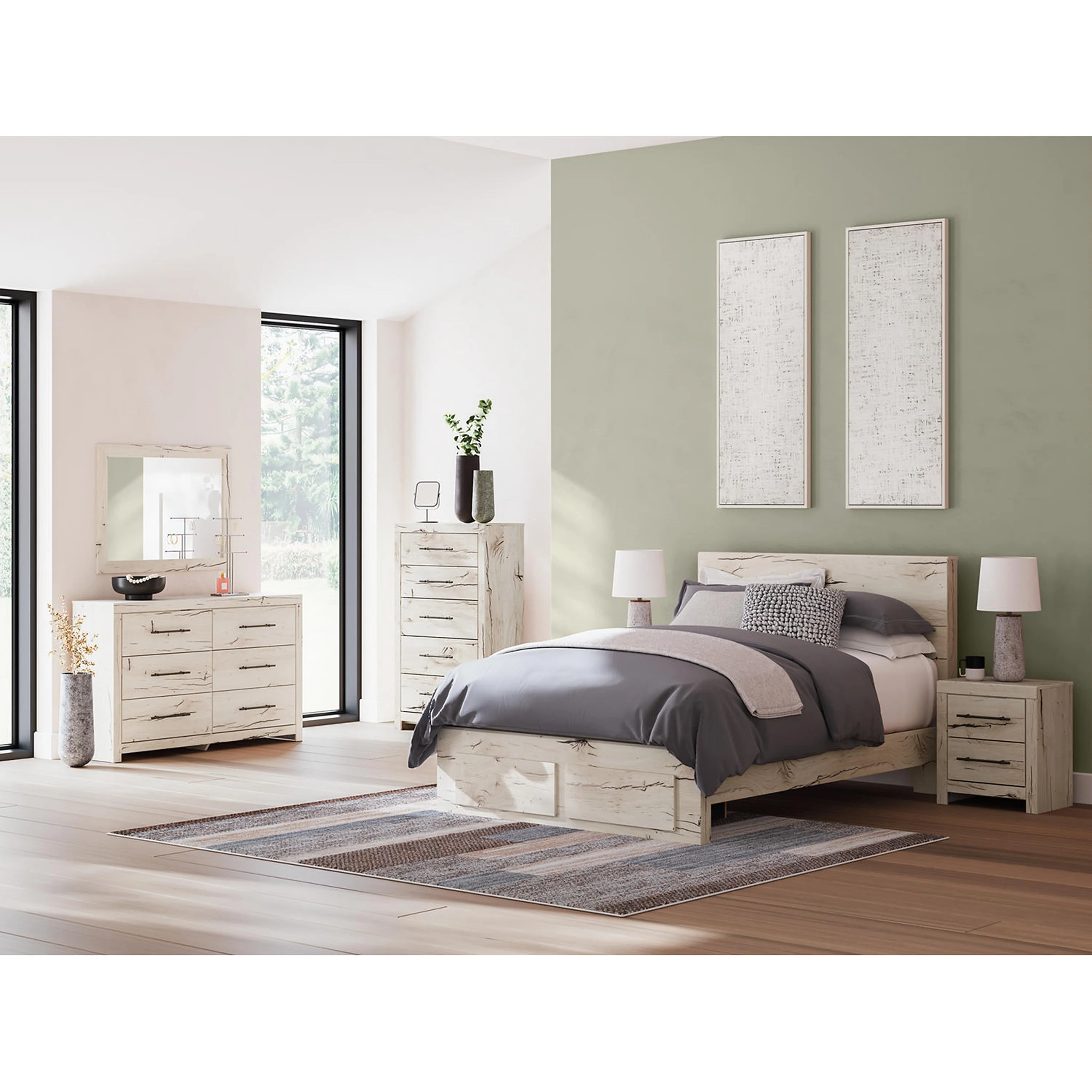 Lawroy Platform Bed with Footboard Storage - Light Natural - Image 12
