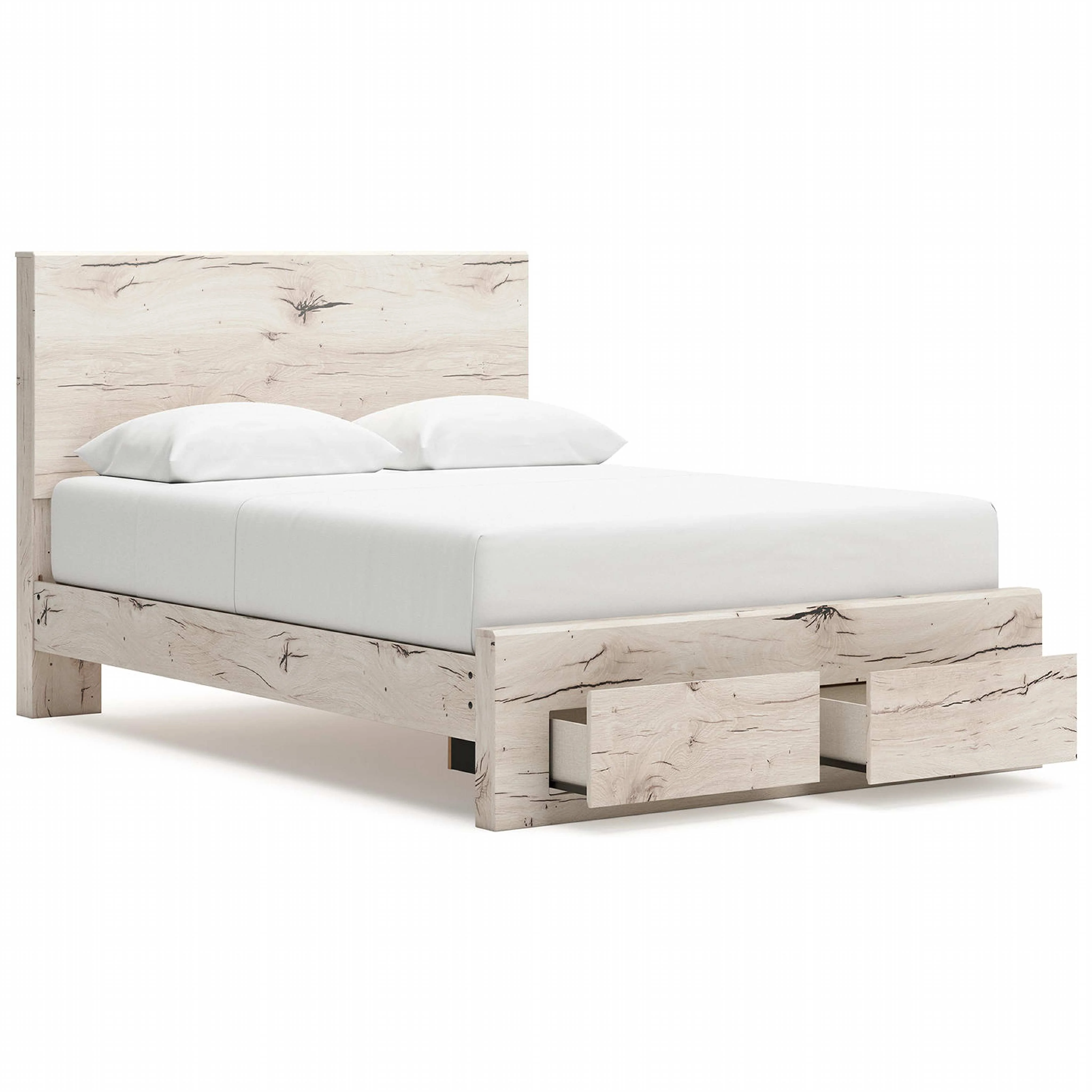Lawroy Platform Bed with Footboard Storage - Light Natural - Image 15