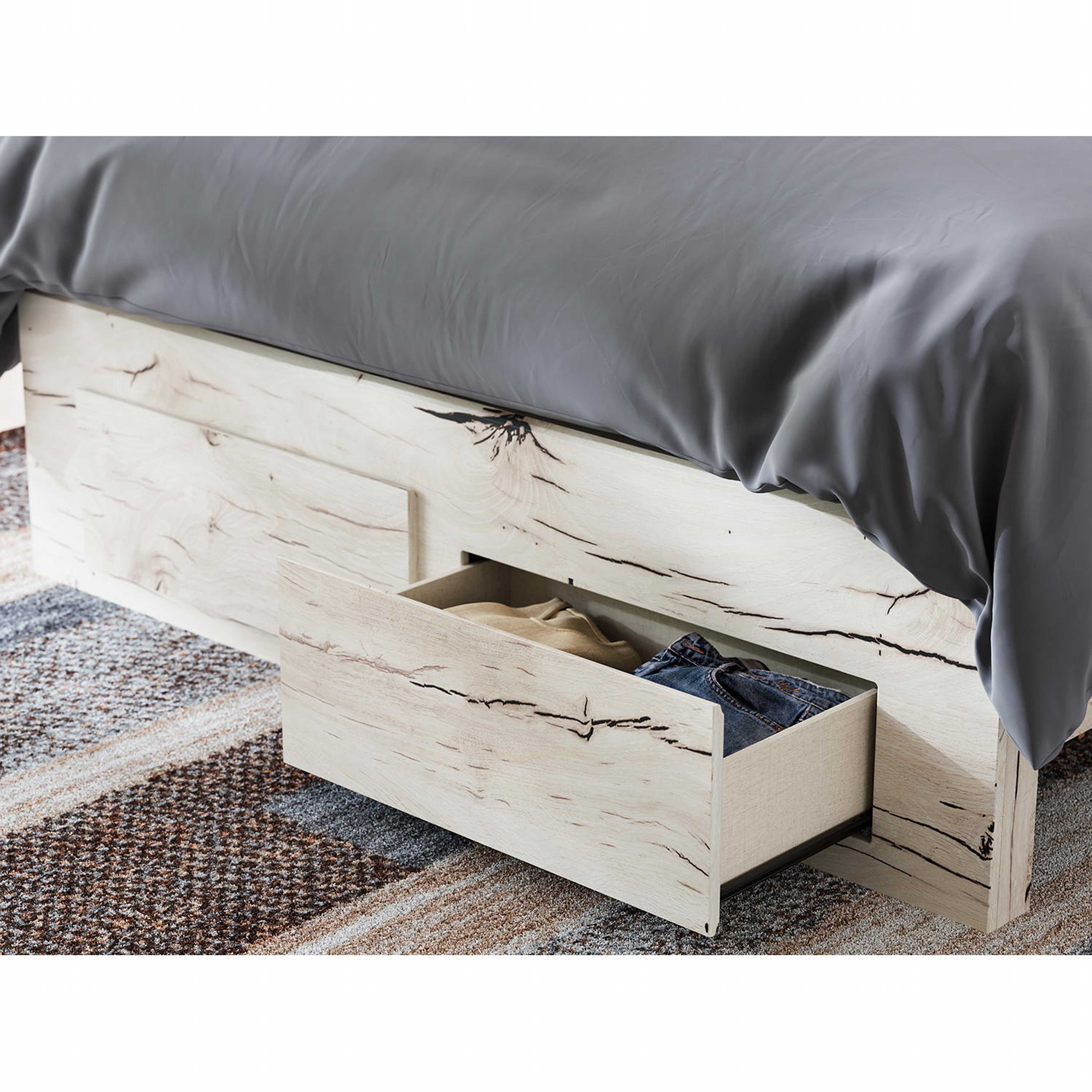 Lawroy Platform Bed with Footboard Storage - Light Natural - Image 17