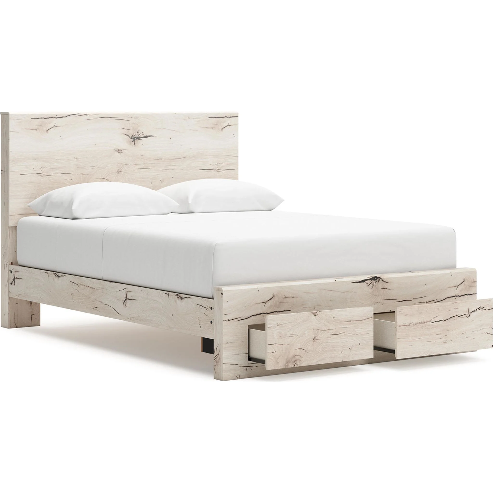 Lawroy Platform Bed with Footboard Storage - Light Natural - Image 3