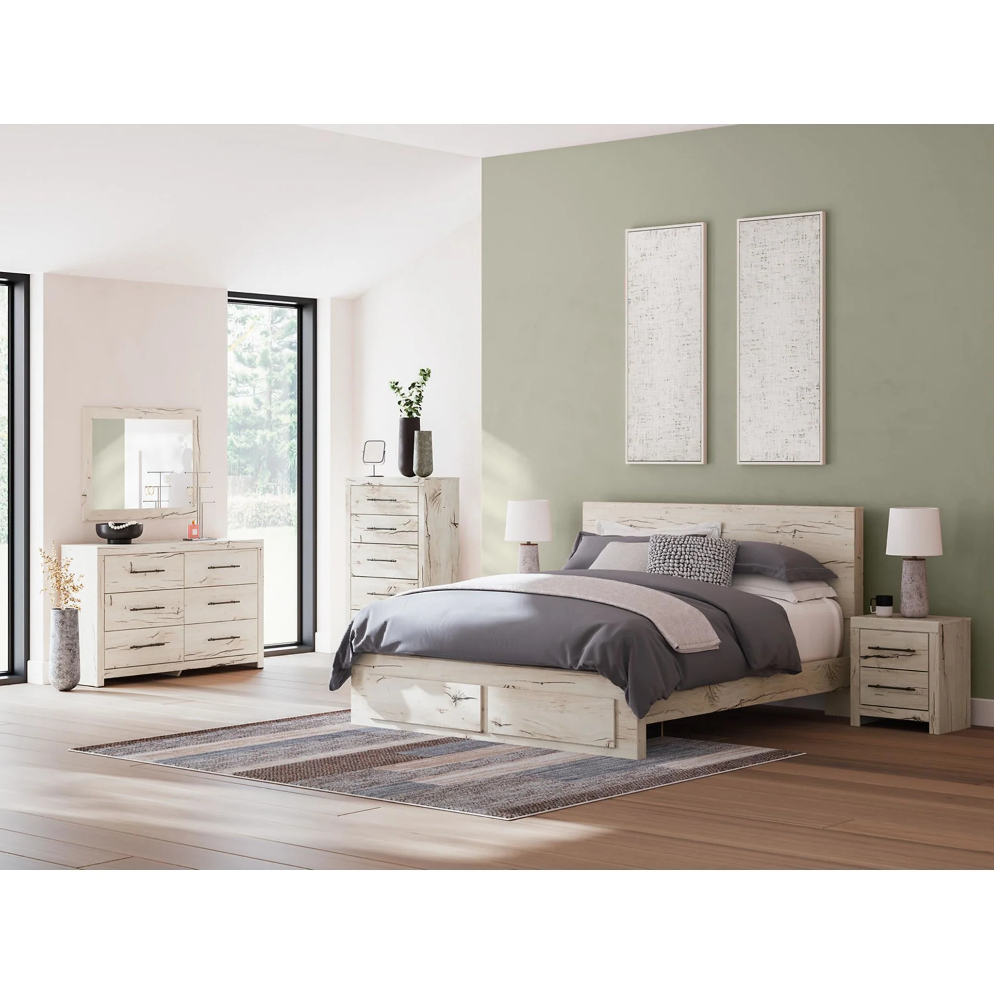 Lawroy Platform Bed with Footboard Storage - Light Natural - Image 34