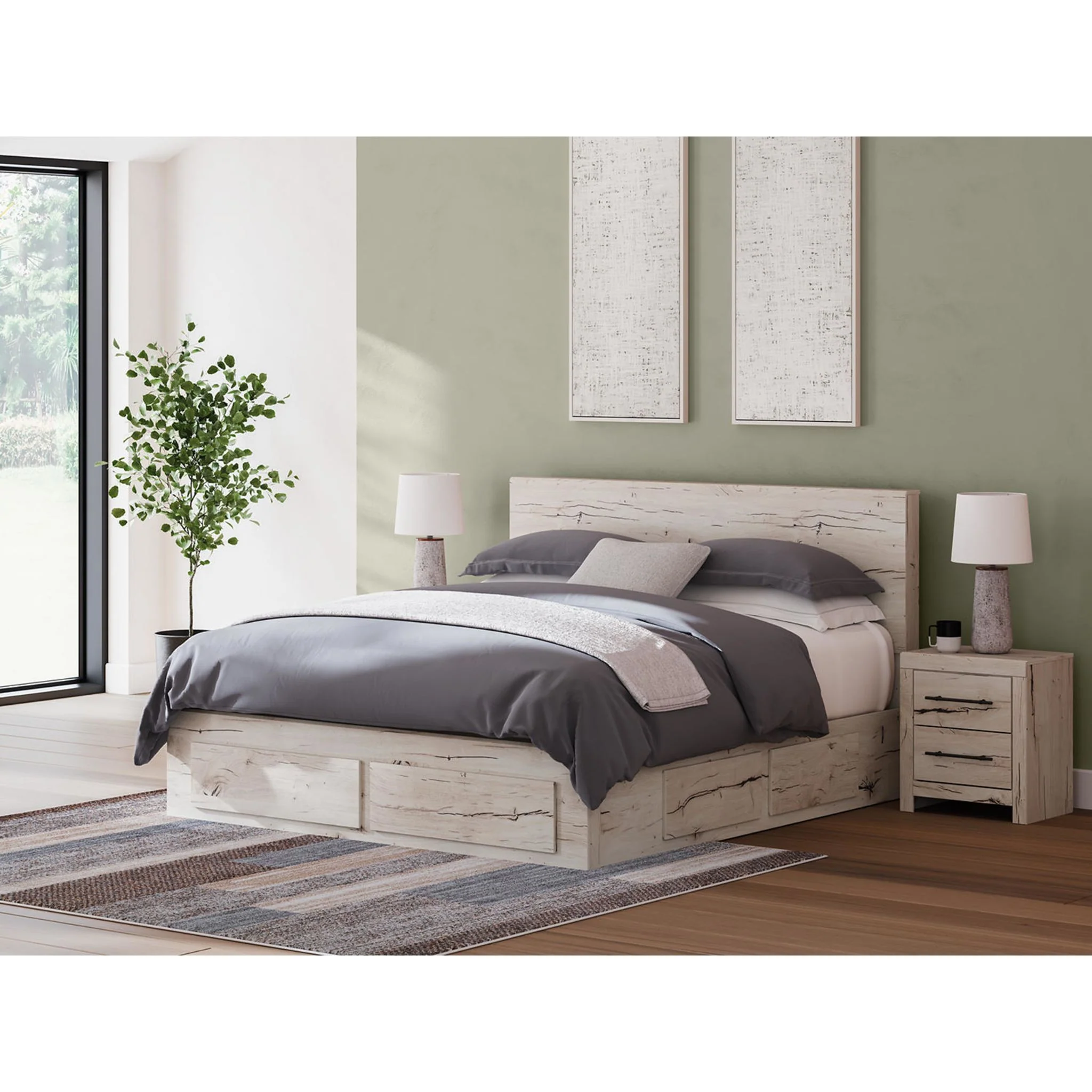 Lawroy Platform Bed with 4 Drawer Storage - Light Natural - Image 40