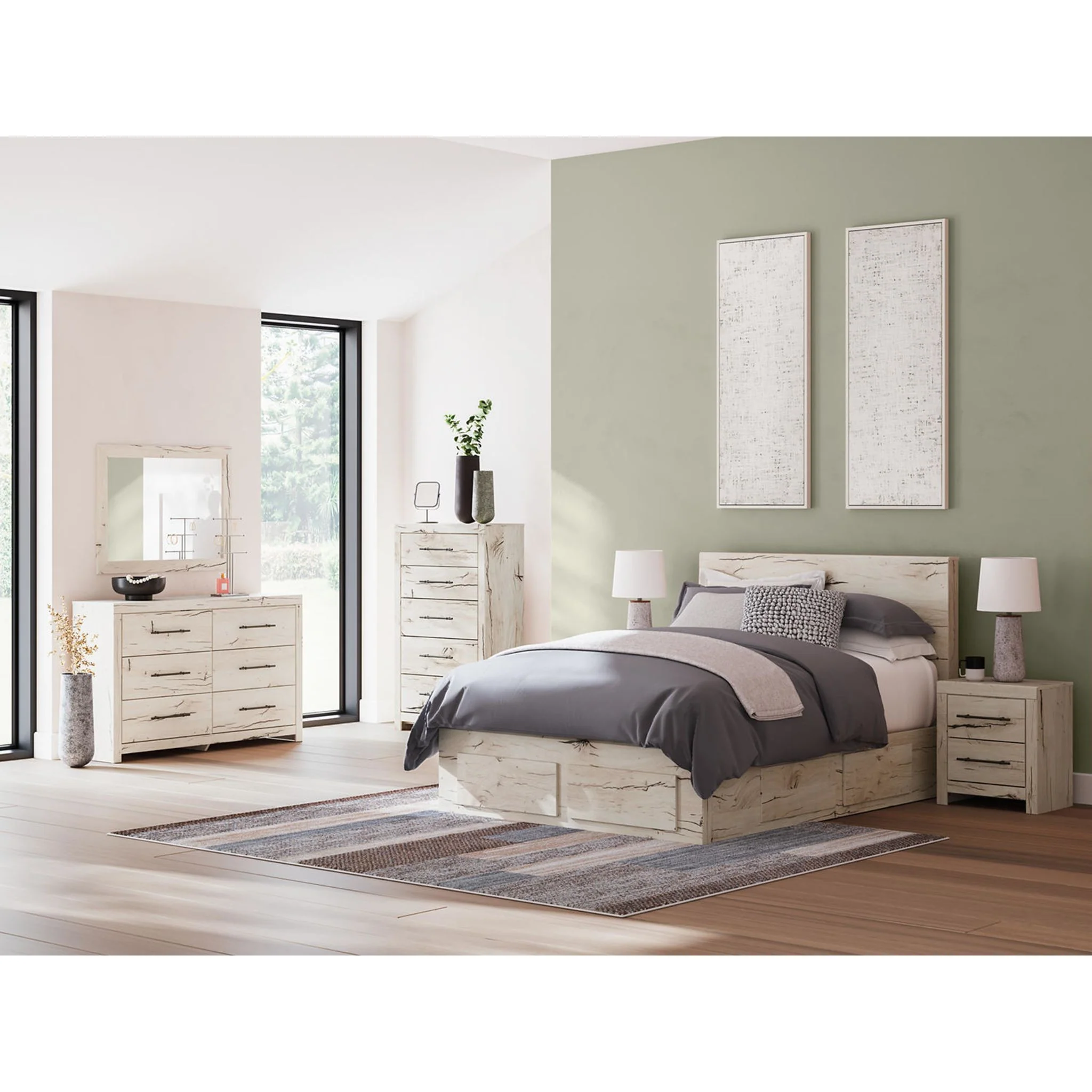 Lawroy Platform Bed with 6 Drawer Storage - Light Natural - Image 11